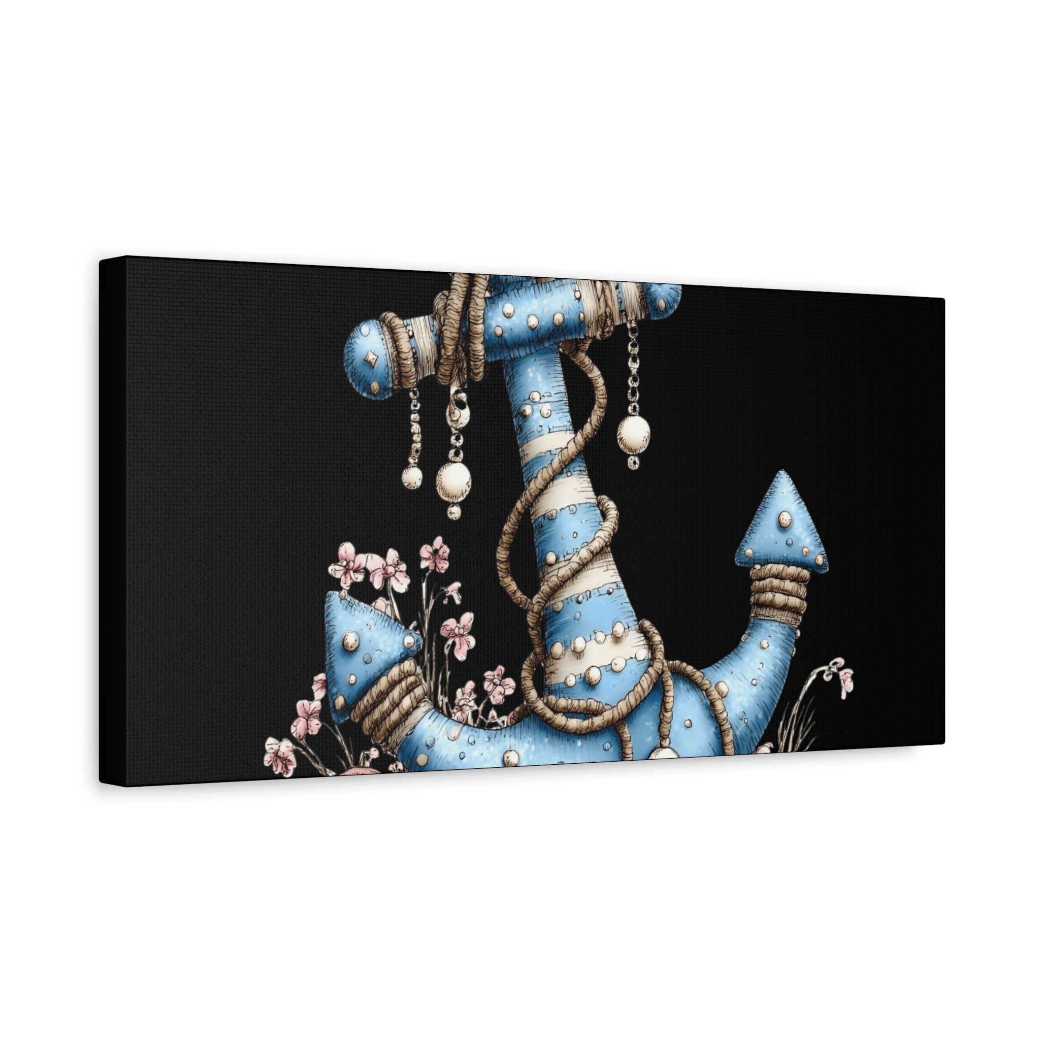 Nautical Blue Anchor Canvas Art — Coastal Wall Decor