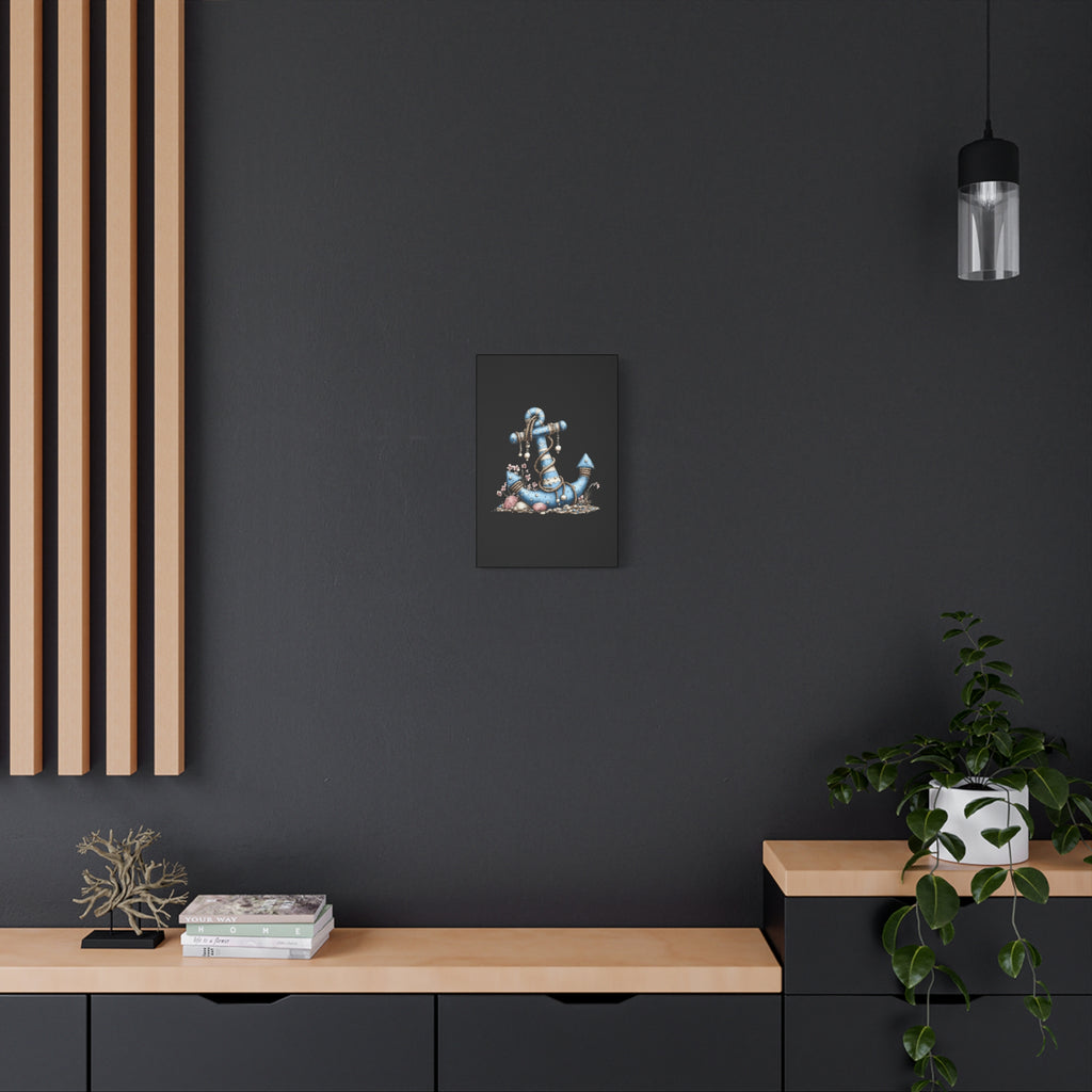 Nautical Blue Anchor Canvas Art — Coastal Wall Decor