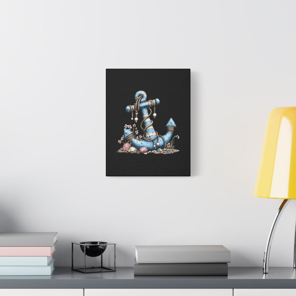 Nautical Blue Anchor Canvas Art — Coastal Wall Decor