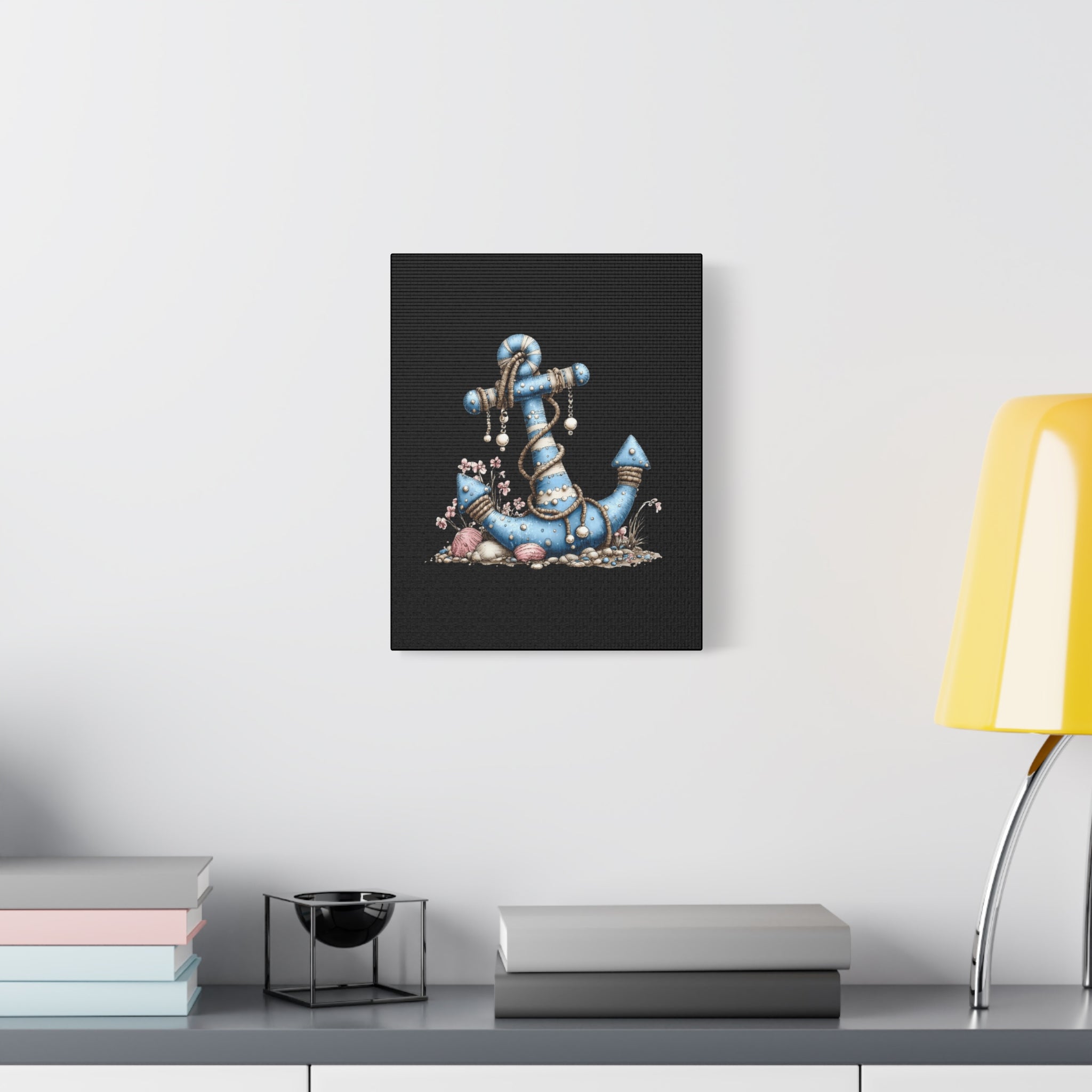 Nautical Blue Anchor Canvas Art — Coastal Wall Decor