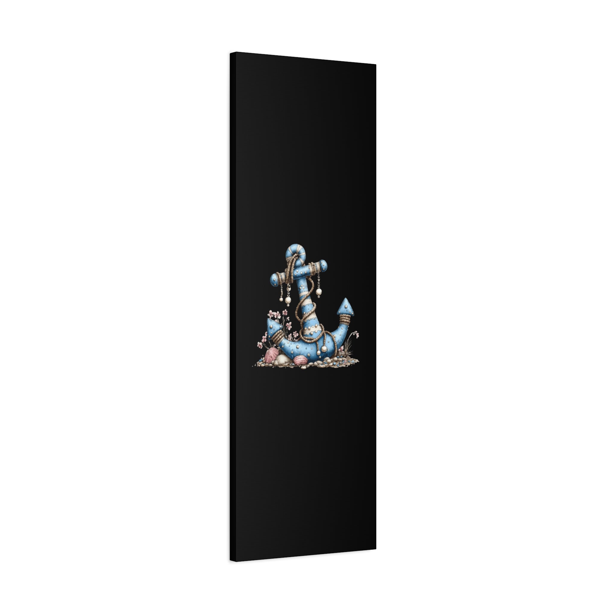 Nautical Blue Anchor Canvas Art — Coastal Wall Decor