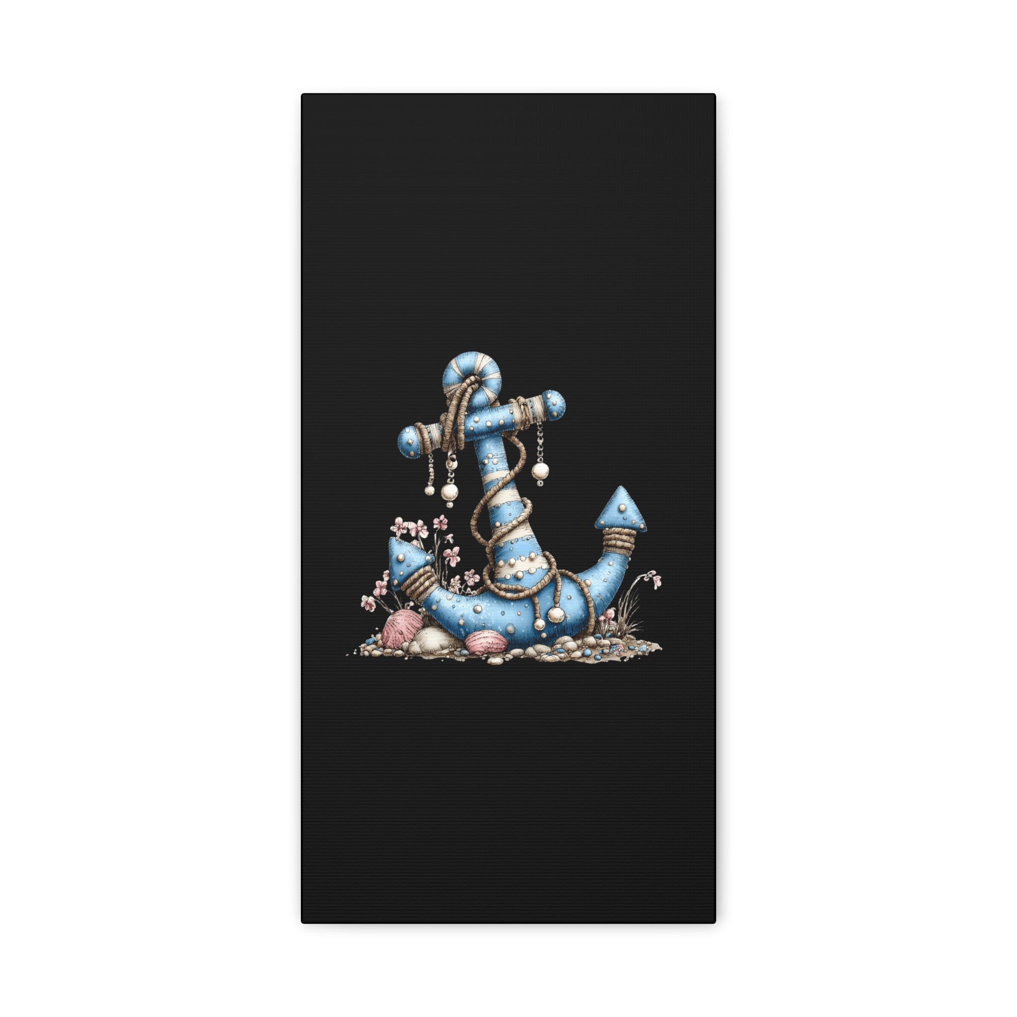 Nautical Blue Anchor Canvas Art — Coastal Wall Decor