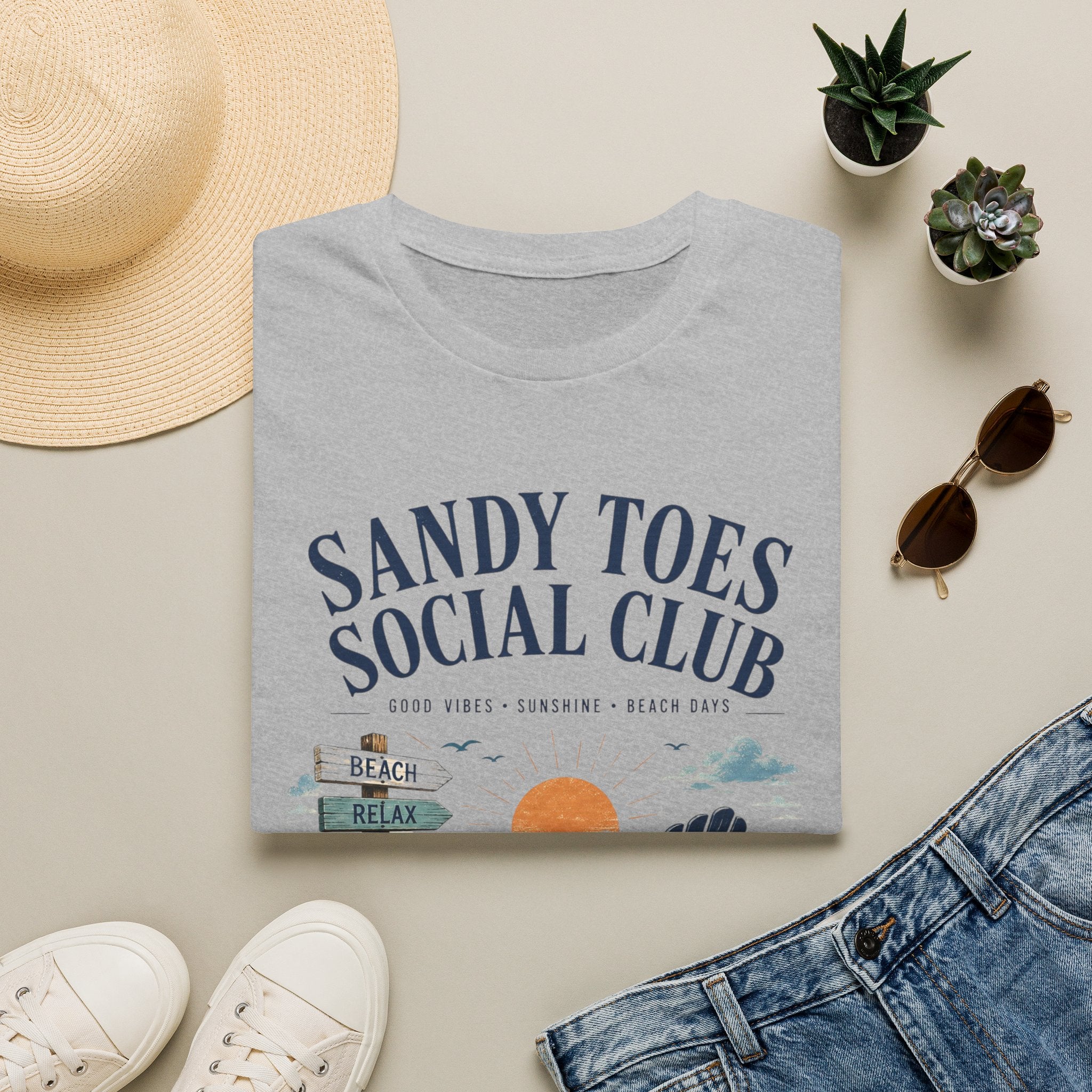 Beach T-Shirt — "Sandy Toes Social Club" Vintage Coastal Tee