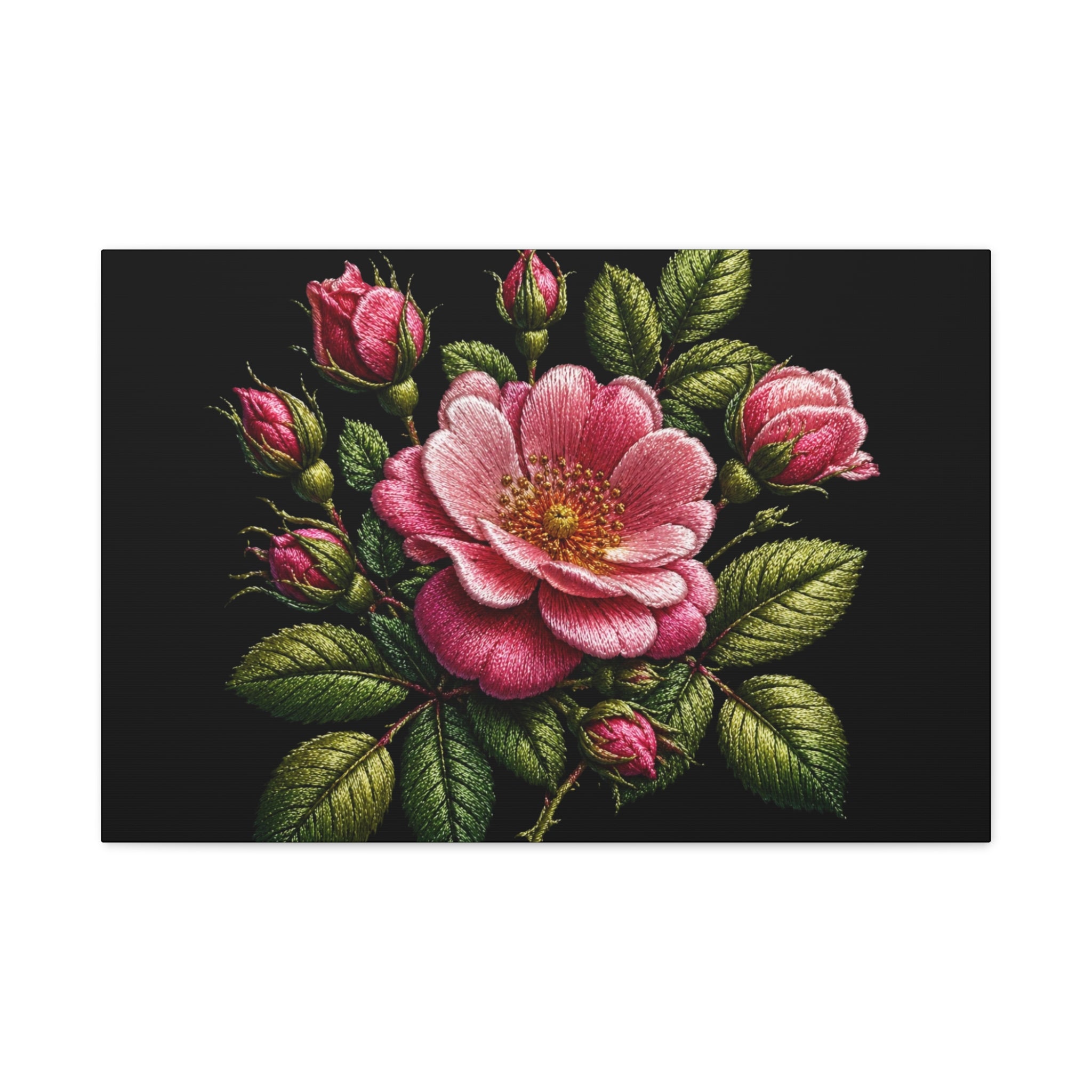 Pink Rose Bouquet Canvas Wall Art – Vintage Floral Matte Stretched Print