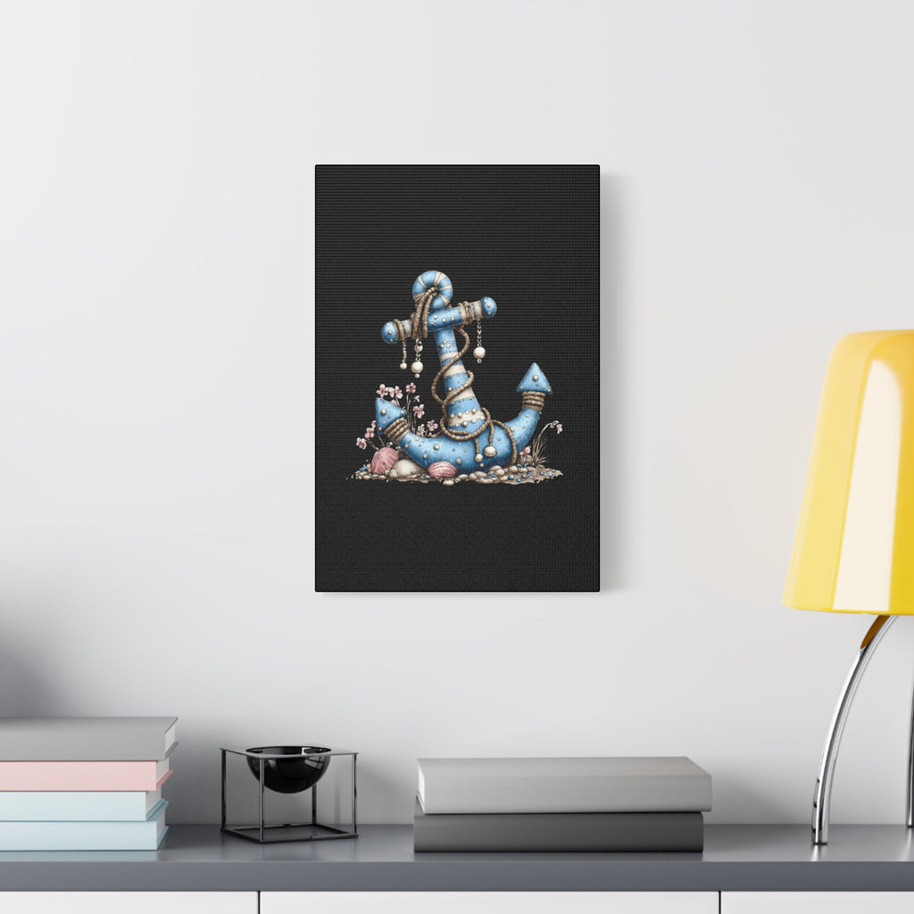 Nautical Blue Anchor Canvas Art — Coastal Wall Decor