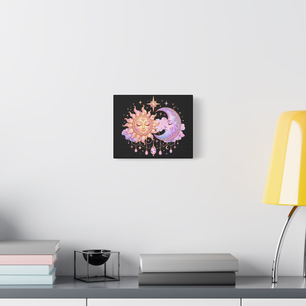 Sun and Moon Wall Canvas — Celestial Boho Nursery Art