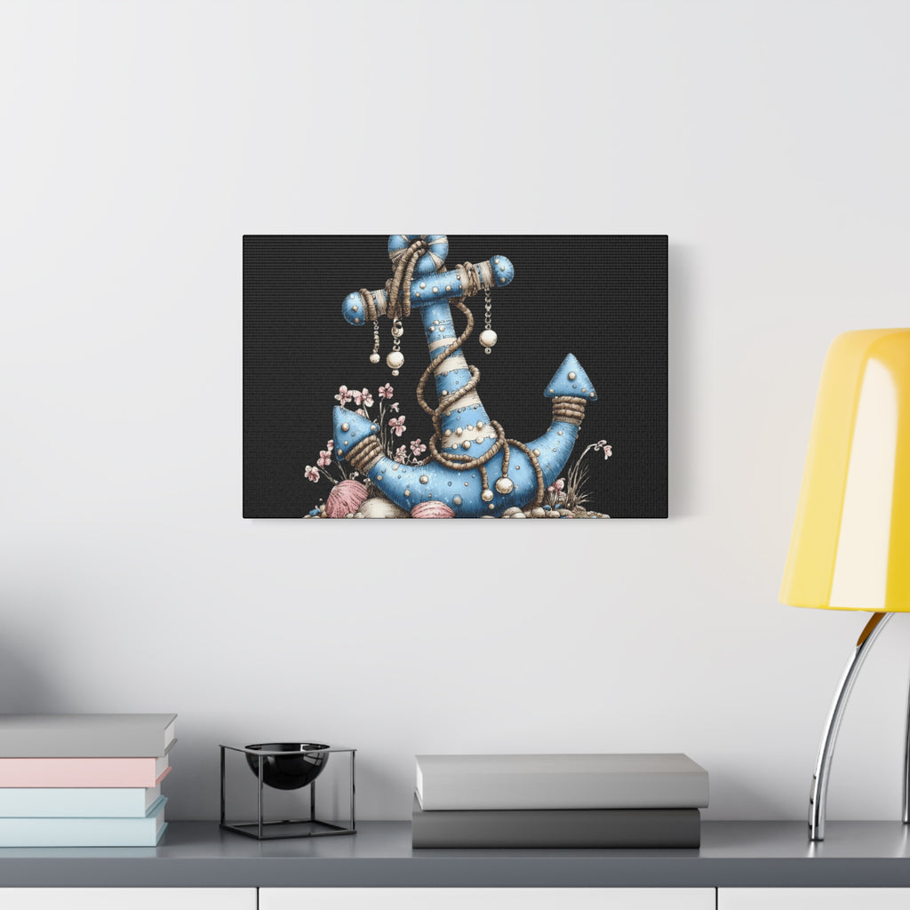 Nautical Blue Anchor Canvas Art — Coastal Wall Decor