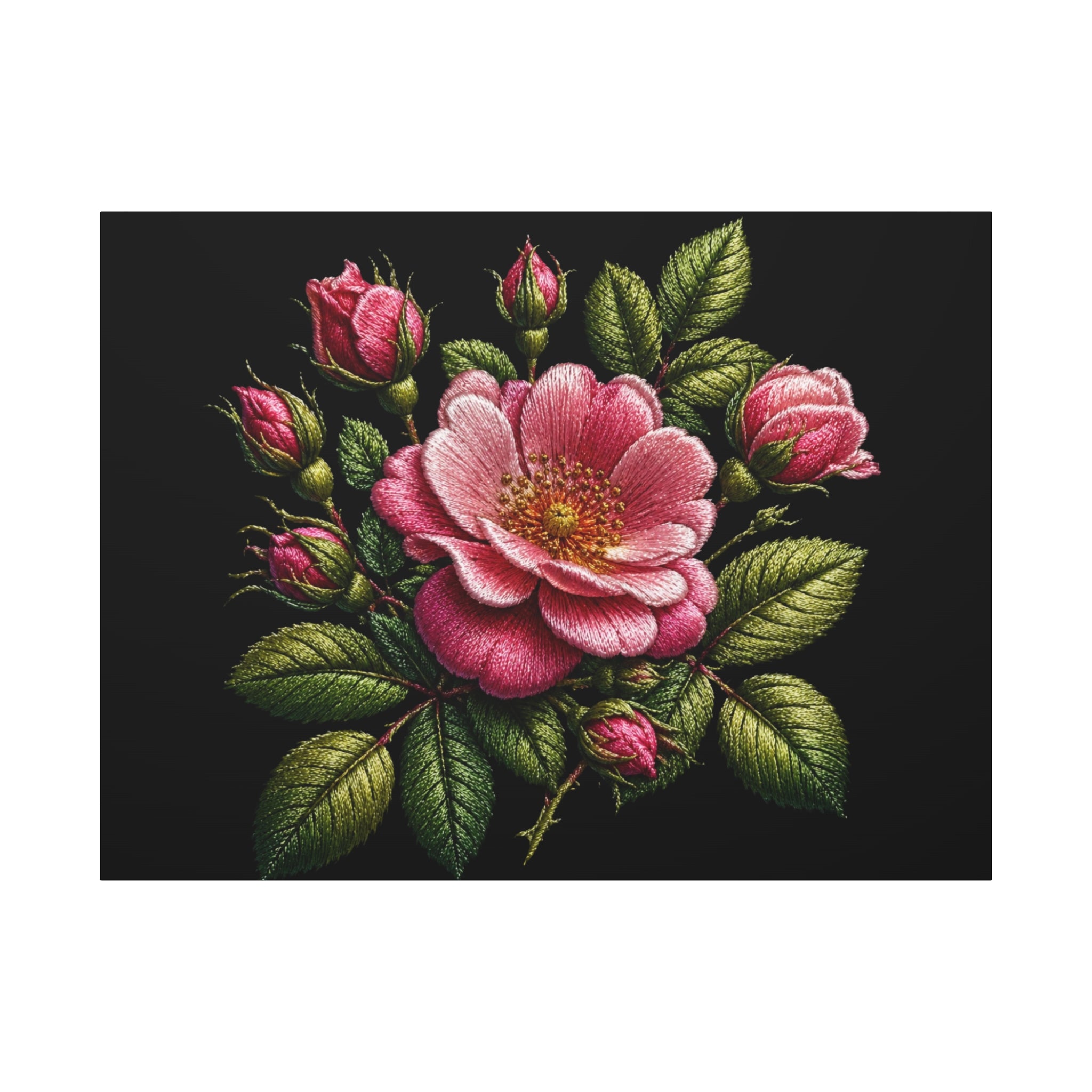 Pink Rose Bouquet Canvas Wall Art – Vintage Floral Matte Stretched Print