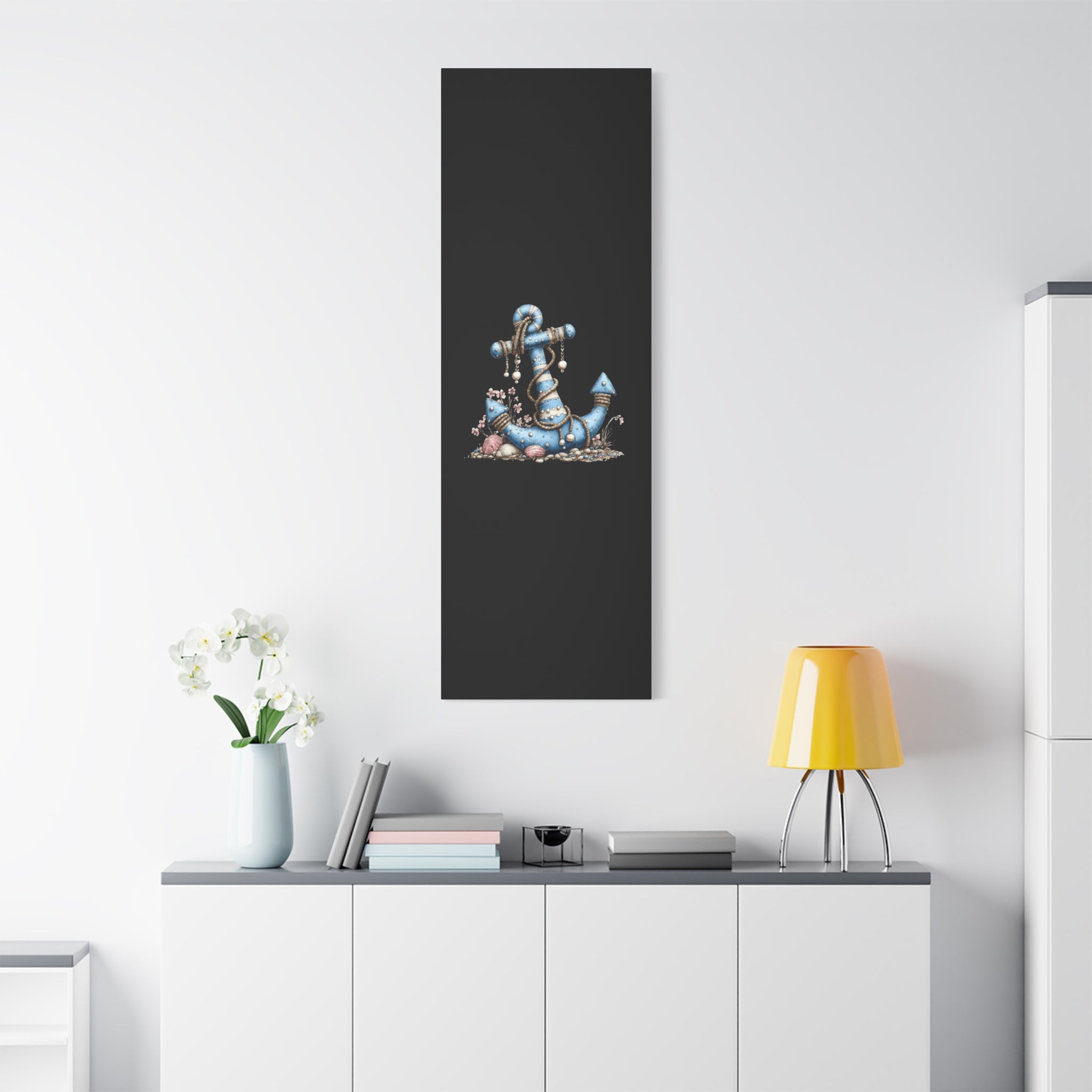 Nautical Blue Anchor Canvas Art — Coastal Wall Decor