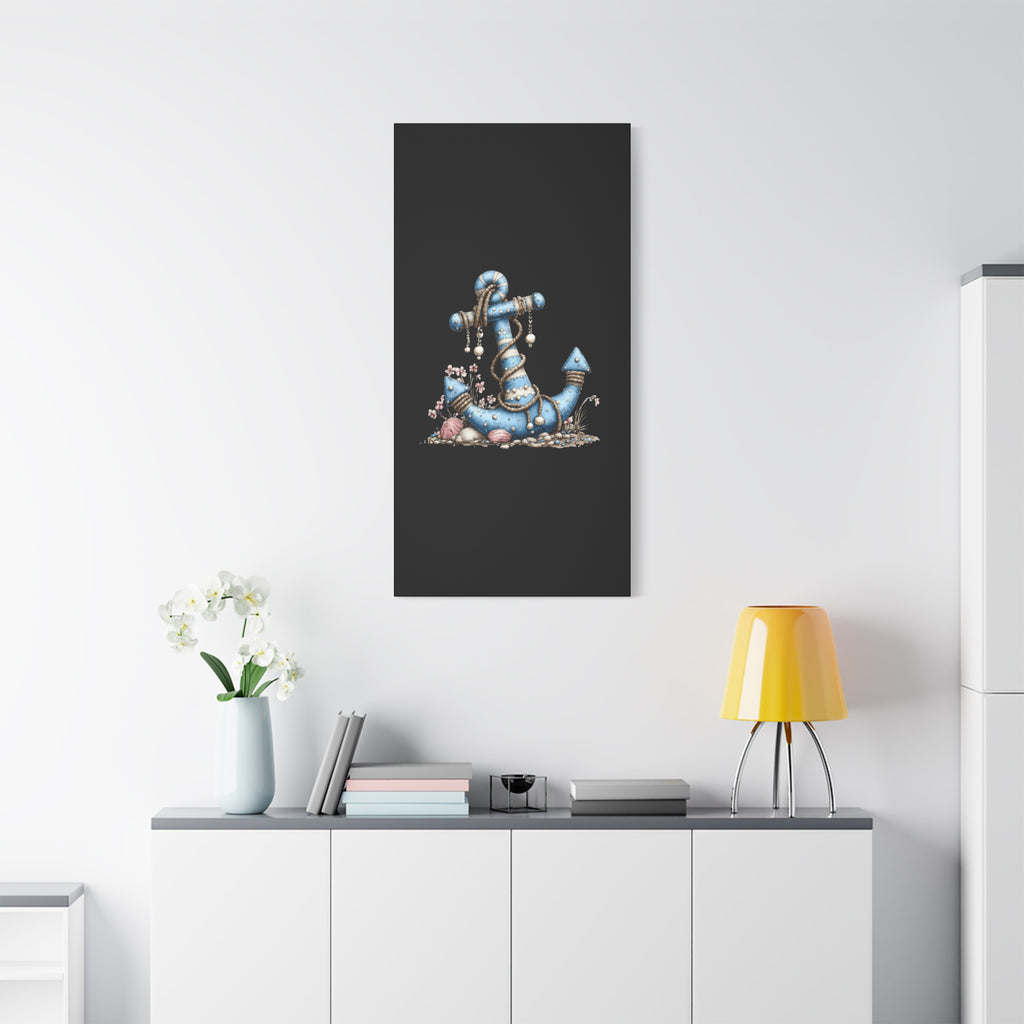 Nautical Blue Anchor Canvas Art — Coastal Wall Decor