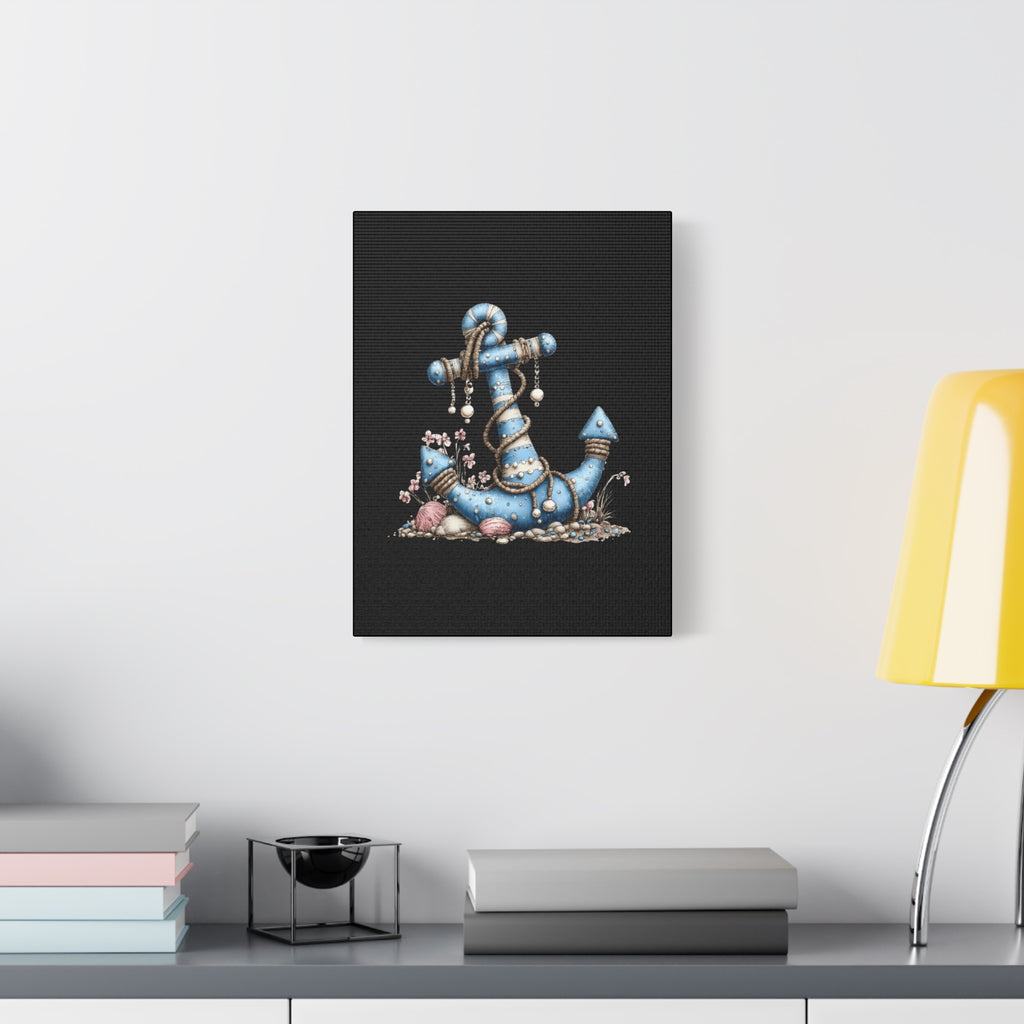 Nautical Blue Anchor Canvas Art — Coastal Wall Decor