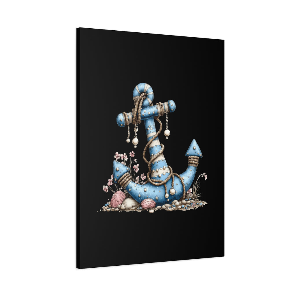 Nautical Blue Anchor Canvas Art — Coastal Wall Decor