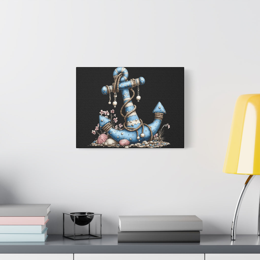 Nautical Blue Anchor Canvas Art — Coastal Wall Decor