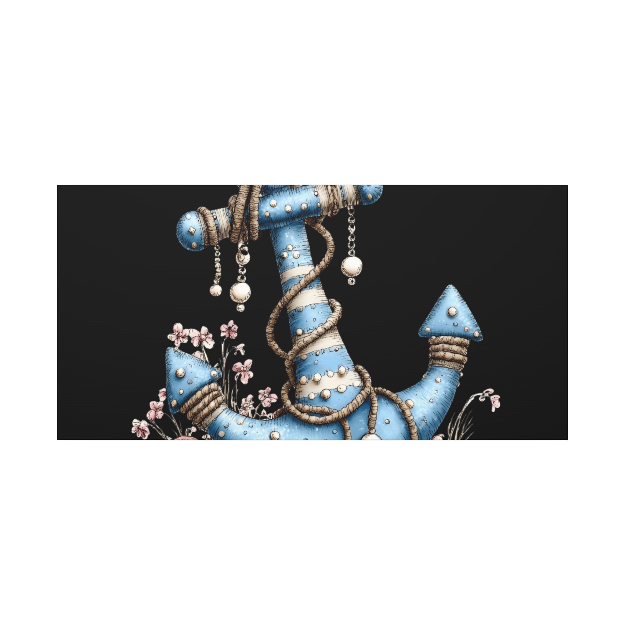 Nautical Blue Anchor Canvas Art — Coastal Wall Decor