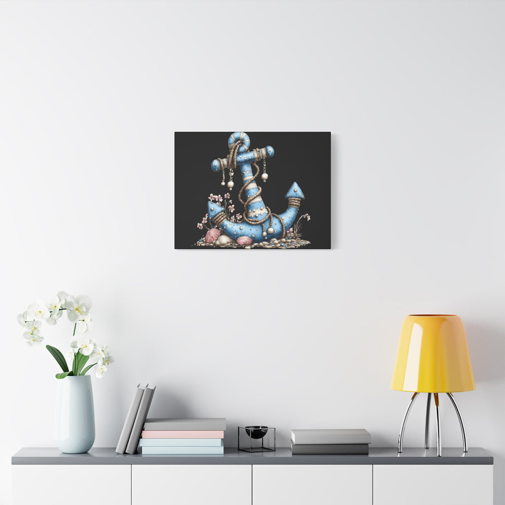 Nautical Blue Anchor Canvas Art — Coastal Wall Decor