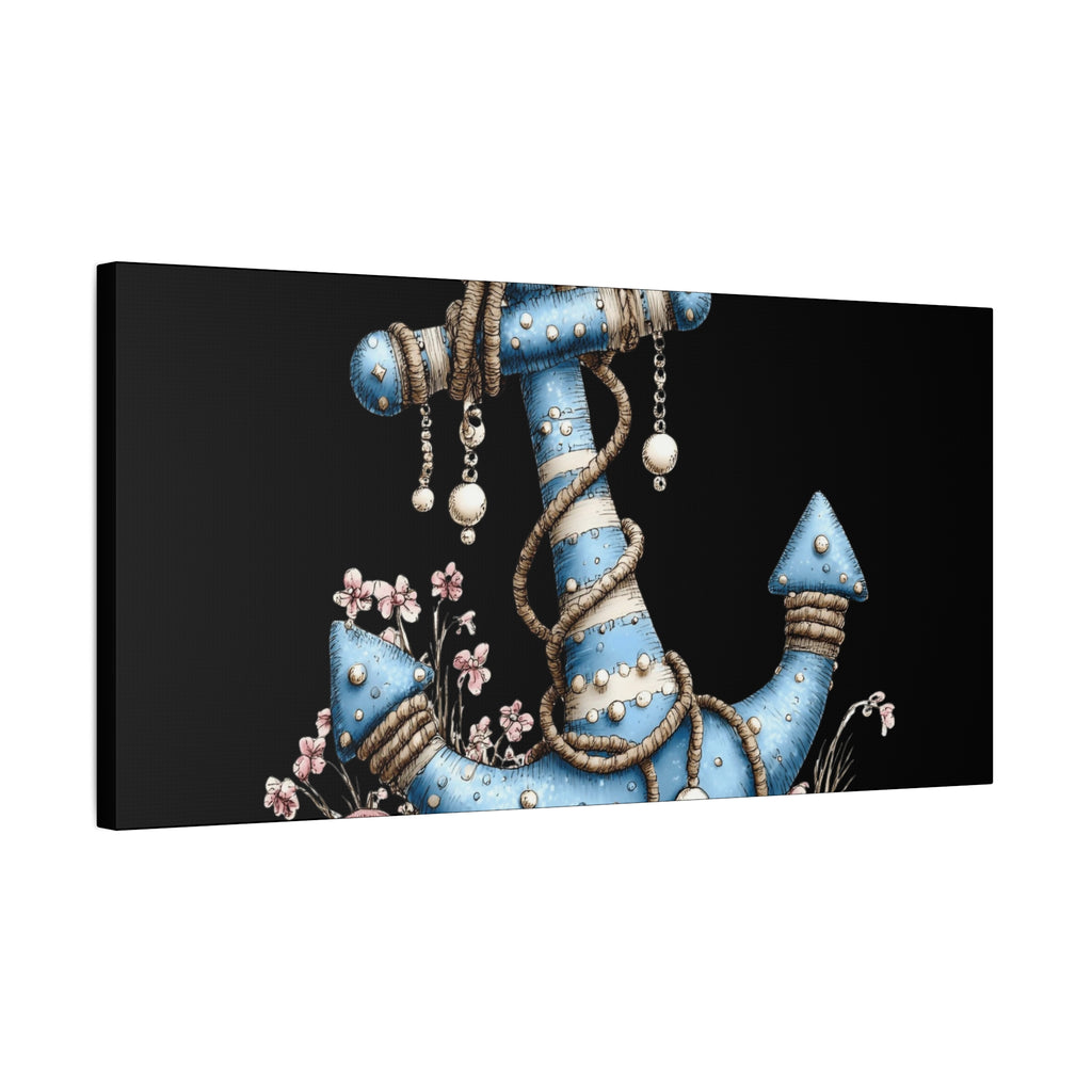 Nautical Blue Anchor Canvas Art — Coastal Wall Decor