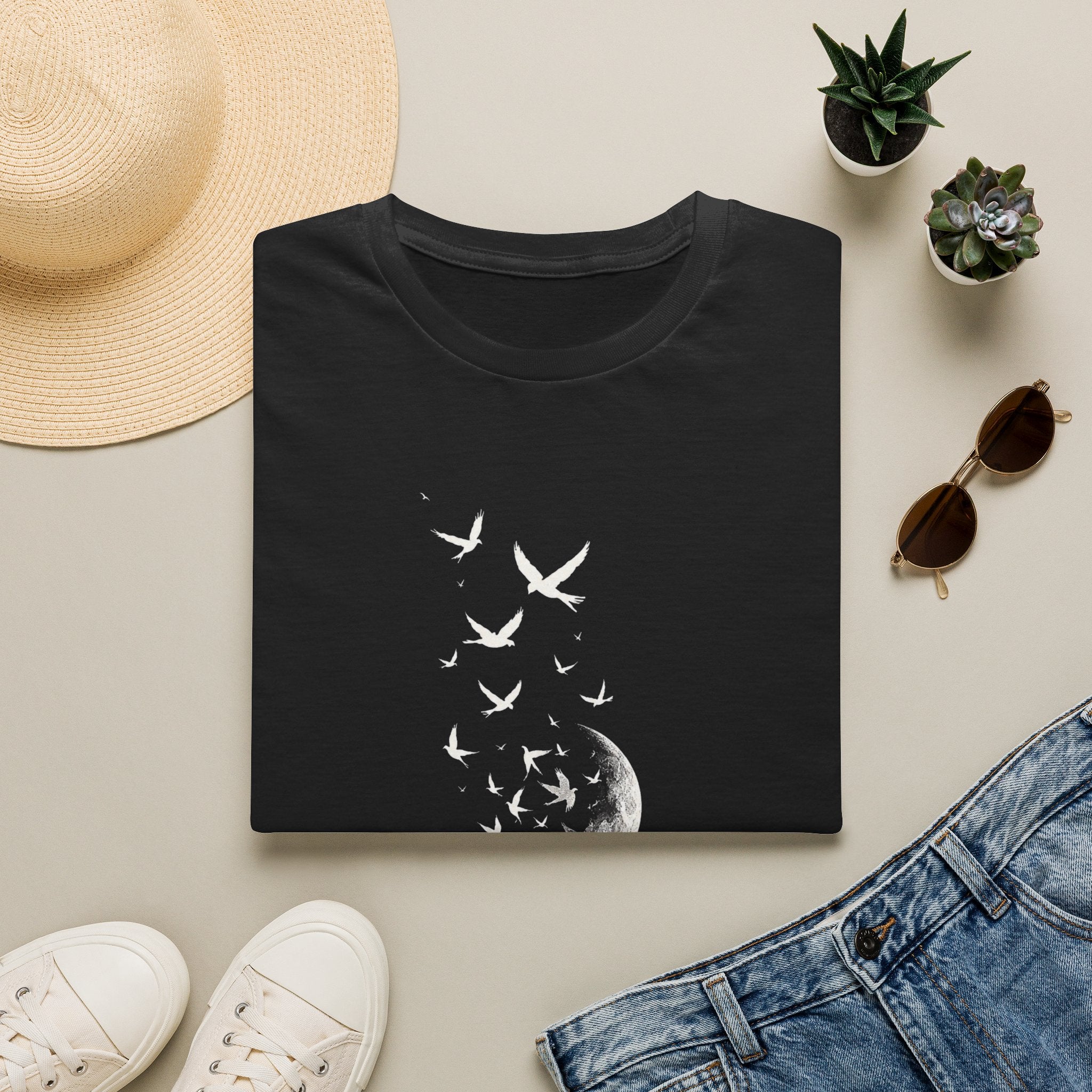 Semicolon Moon & Birds T‑Shirt — Mental Health Awareness Graphic Tee