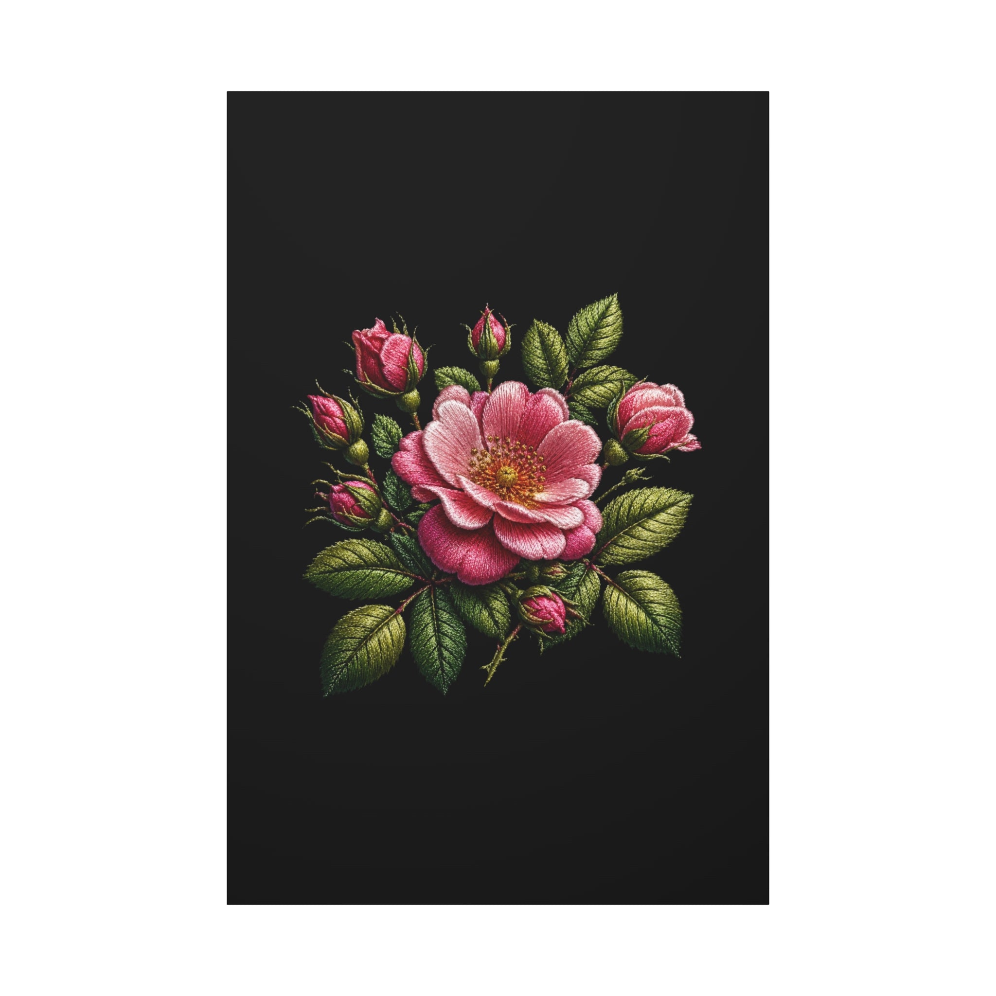 Pink Rose Bouquet Canvas Wall Art – Vintage Floral Matte Stretched Print