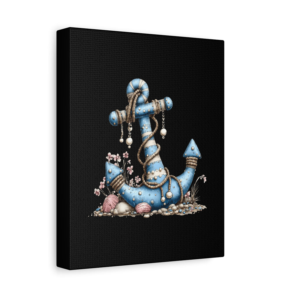 Nautical Blue Anchor Canvas Art — Coastal Wall Decor