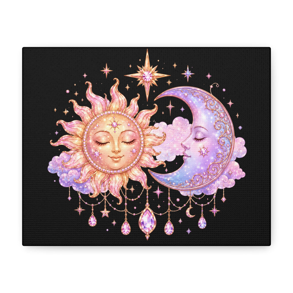 Sun and Moon Wall Canvas — Celestial Boho Nursery Art