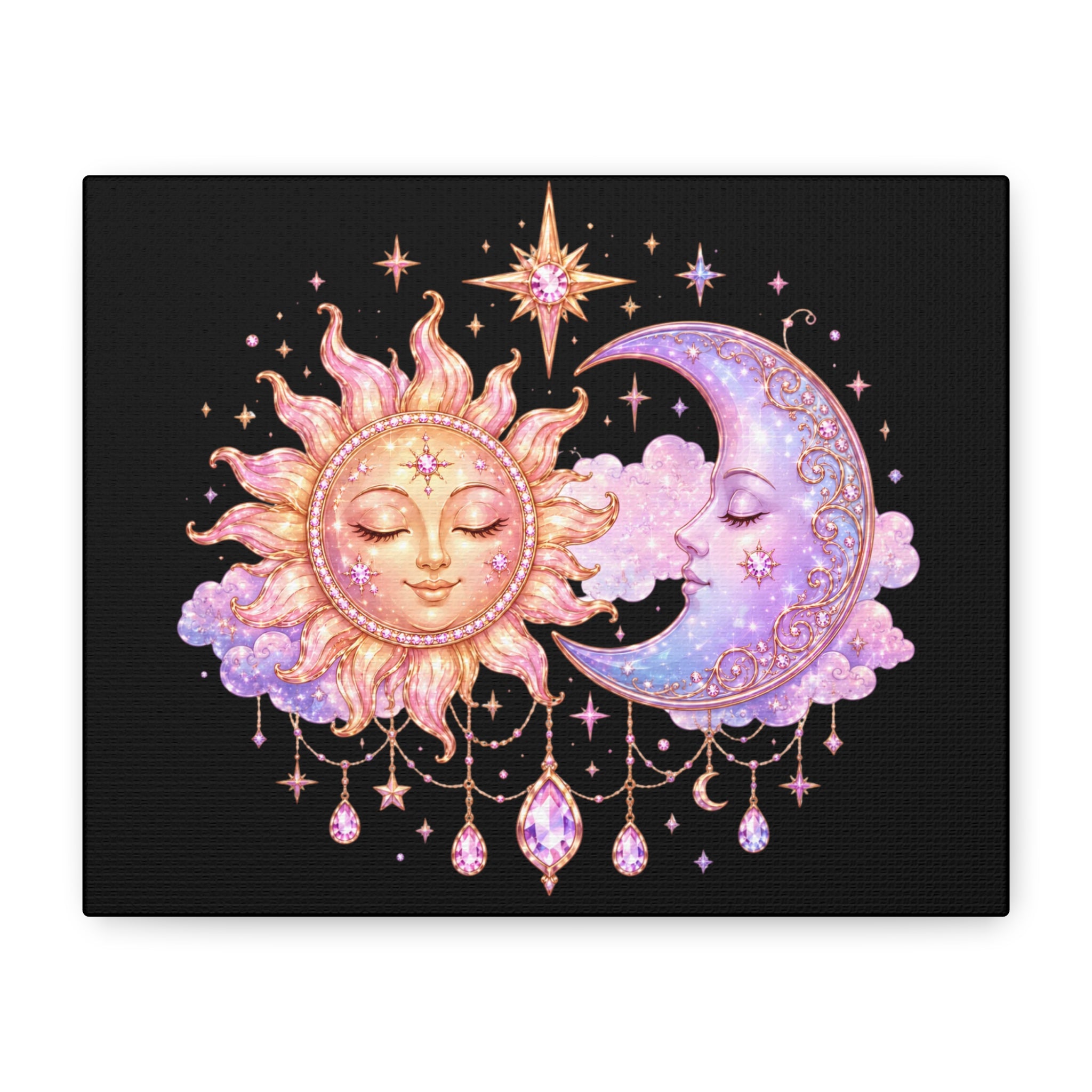 Sun and Moon Wall Canvas — Celestial Boho Nursery Art