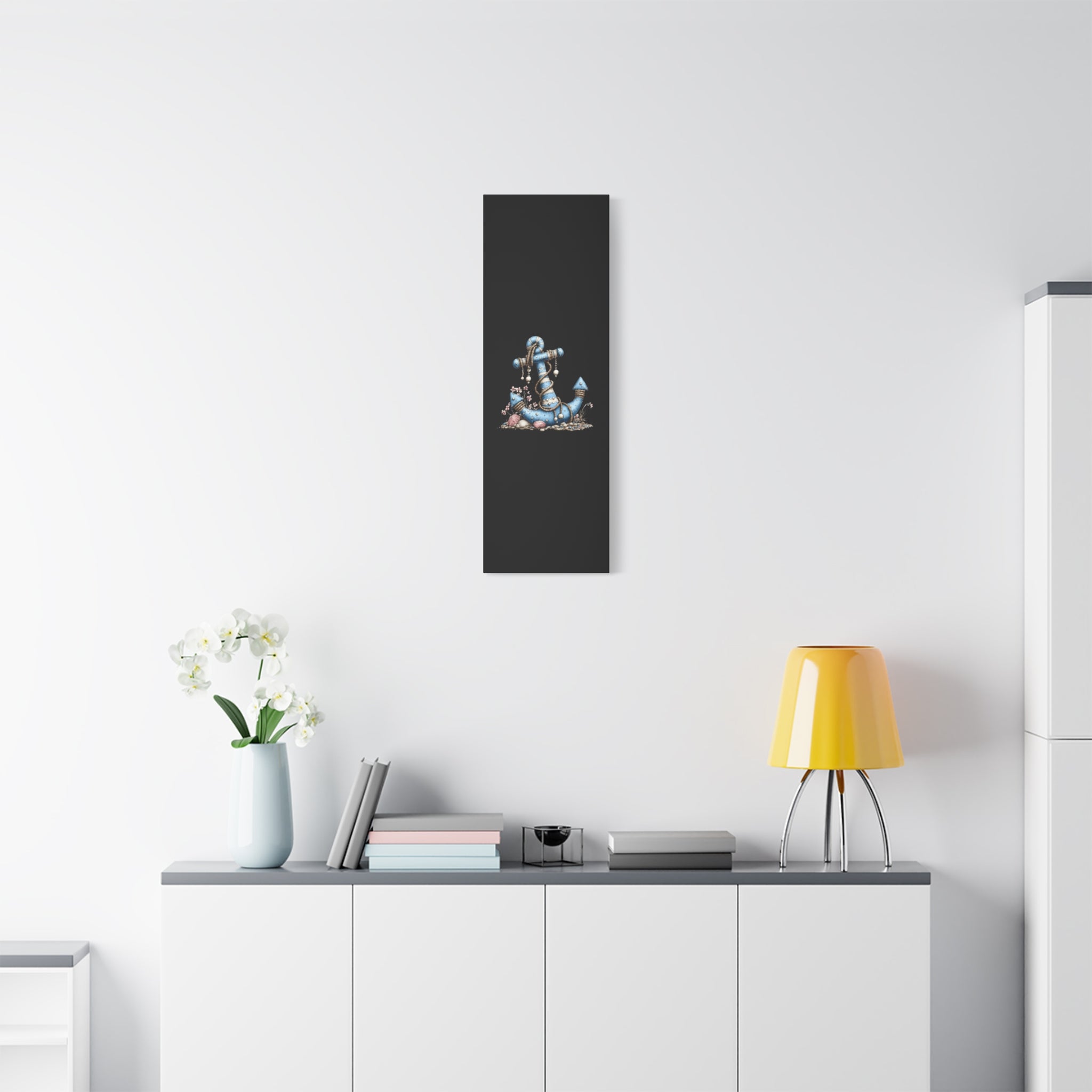 Nautical Blue Anchor Canvas Art — Coastal Wall Decor