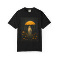 Ghost Under Yellow Umbrella T-Shirt — Whimsical Spooky Tee for Fall & Halloween