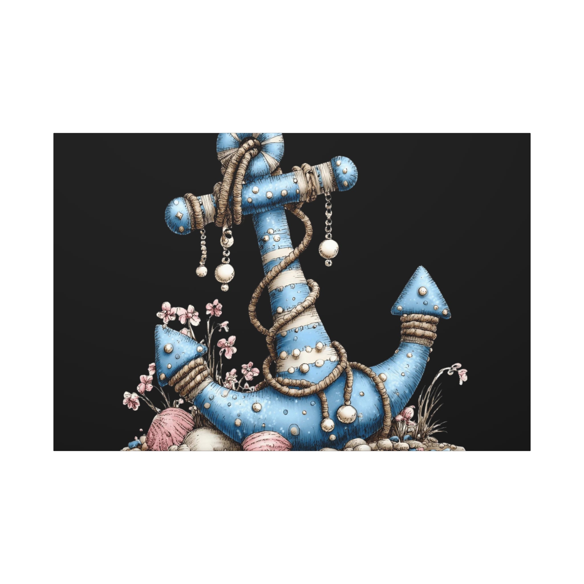 Nautical Blue Anchor Canvas Art — Coastal Wall Decor