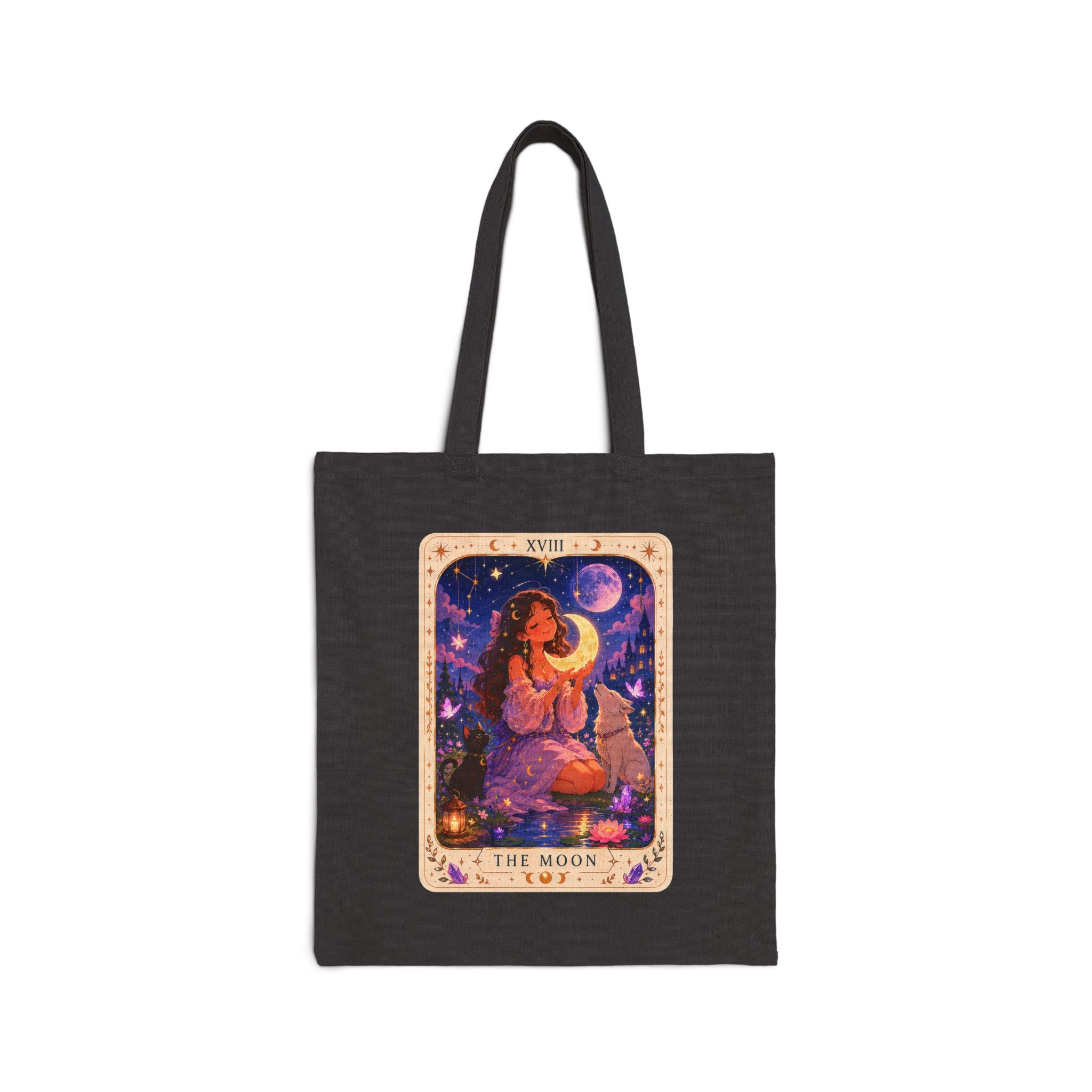 Tarot Moon Canvas Tote Bag — The Moon Card Astronomy Witchy Shopper