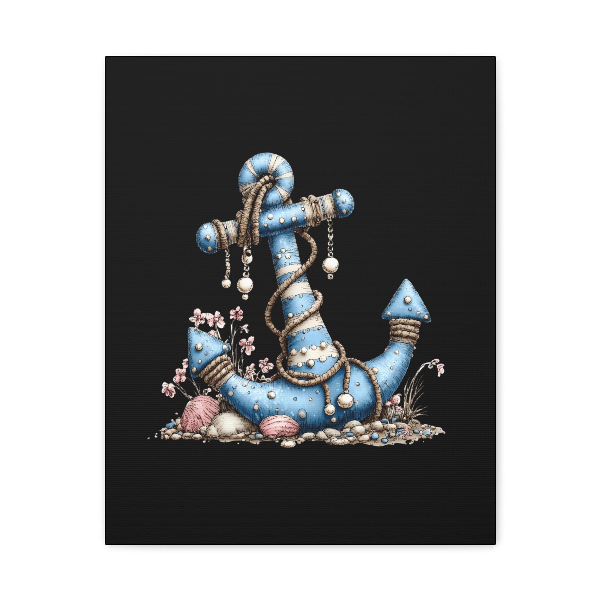 Nautical Blue Anchor Canvas Art — Coastal Wall Decor