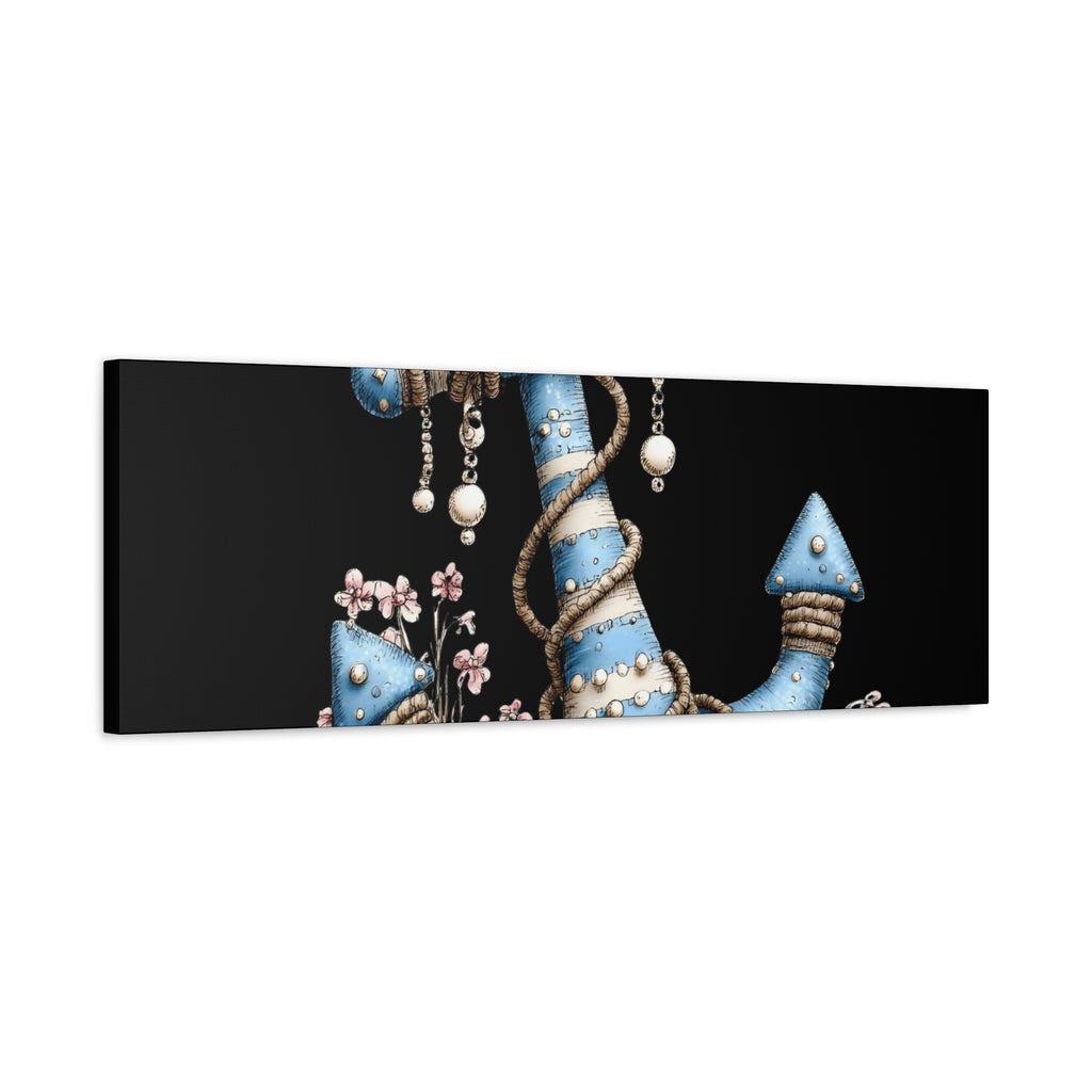 Nautical Blue Anchor Canvas Art — Coastal Wall Decor