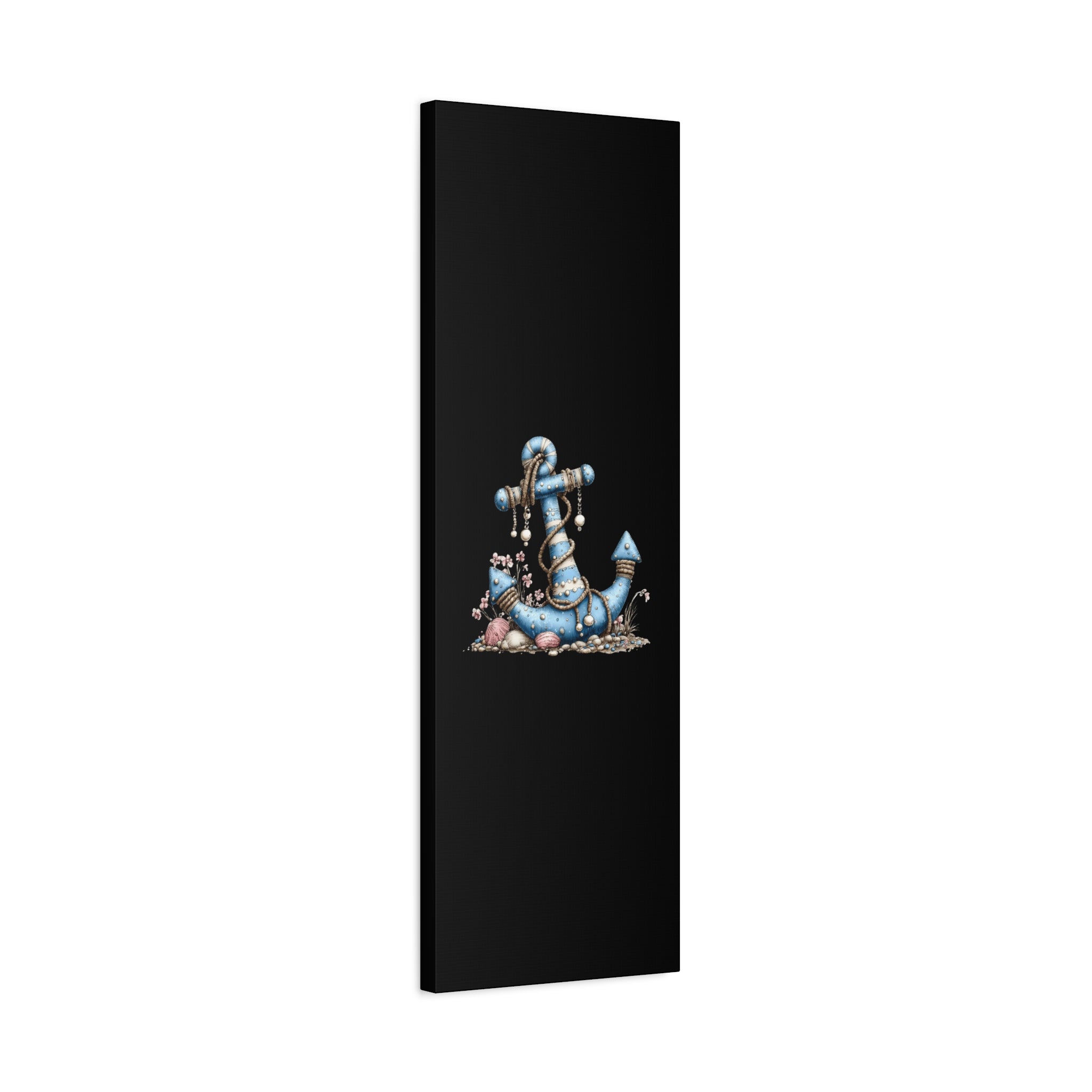Nautical Blue Anchor Canvas Art — Coastal Wall Decor