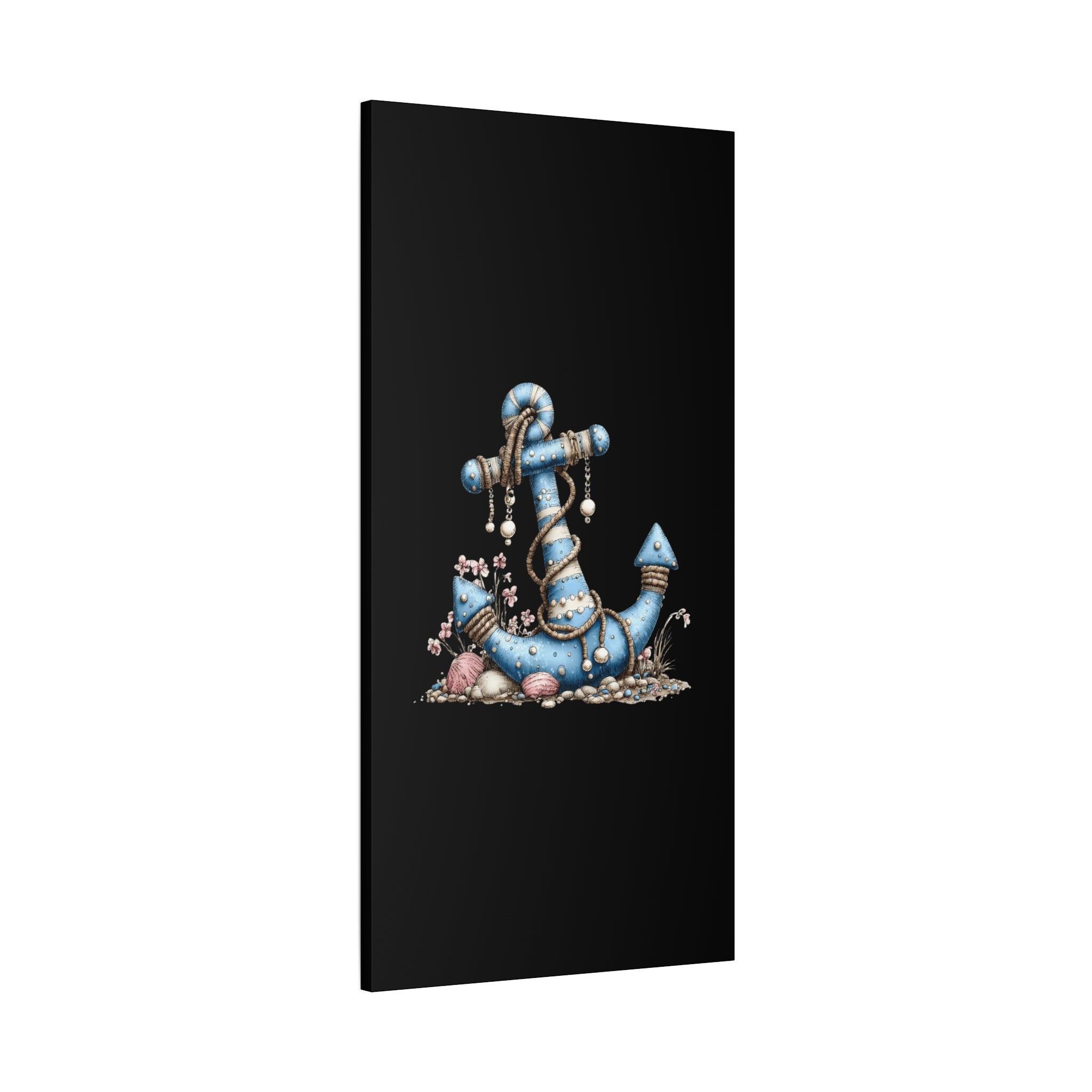 Nautical Blue Anchor Canvas Art — Coastal Wall Decor