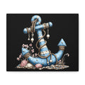 Nautical Blue Anchor Canvas Art — Coastal Wall Decor