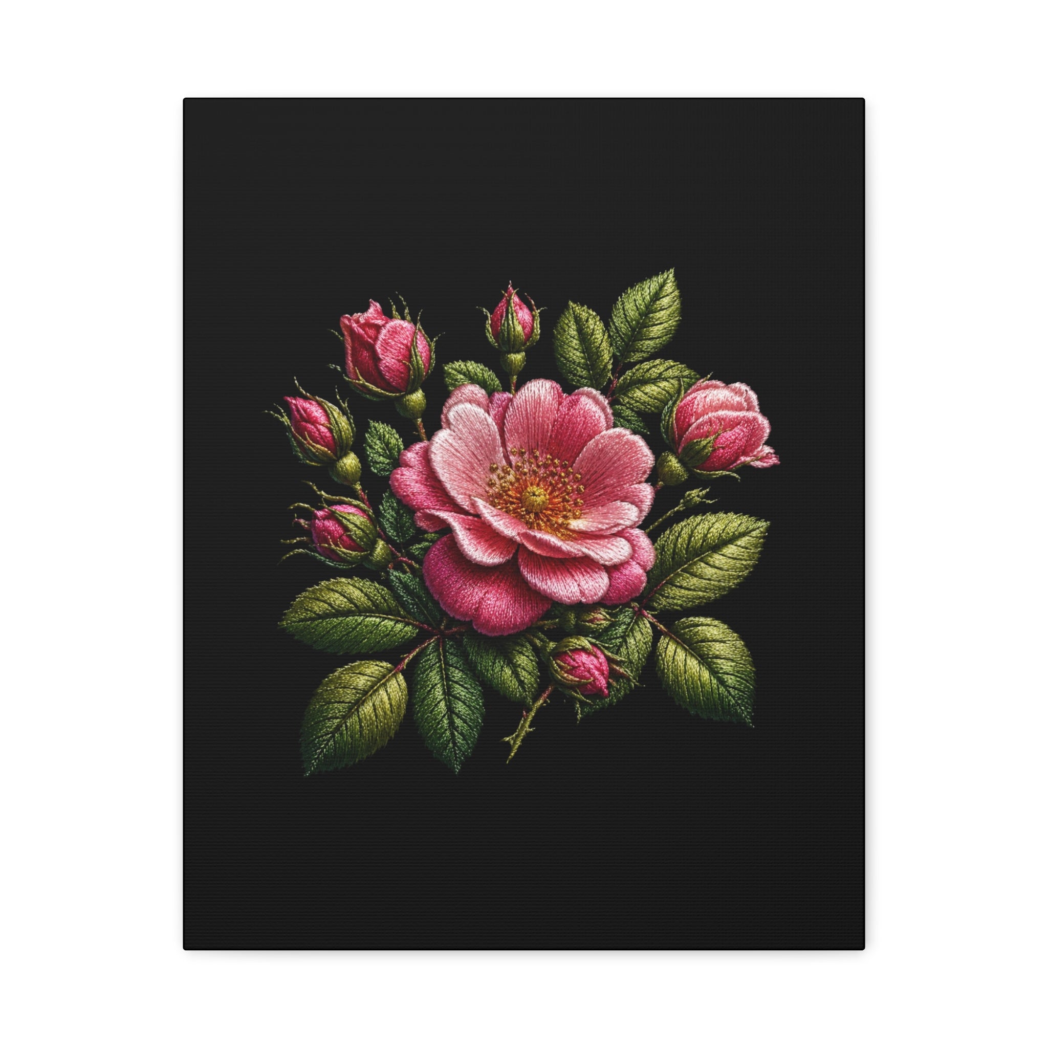 Pink Rose Bouquet Canvas Wall Art – Vintage Floral Matte Stretched Print