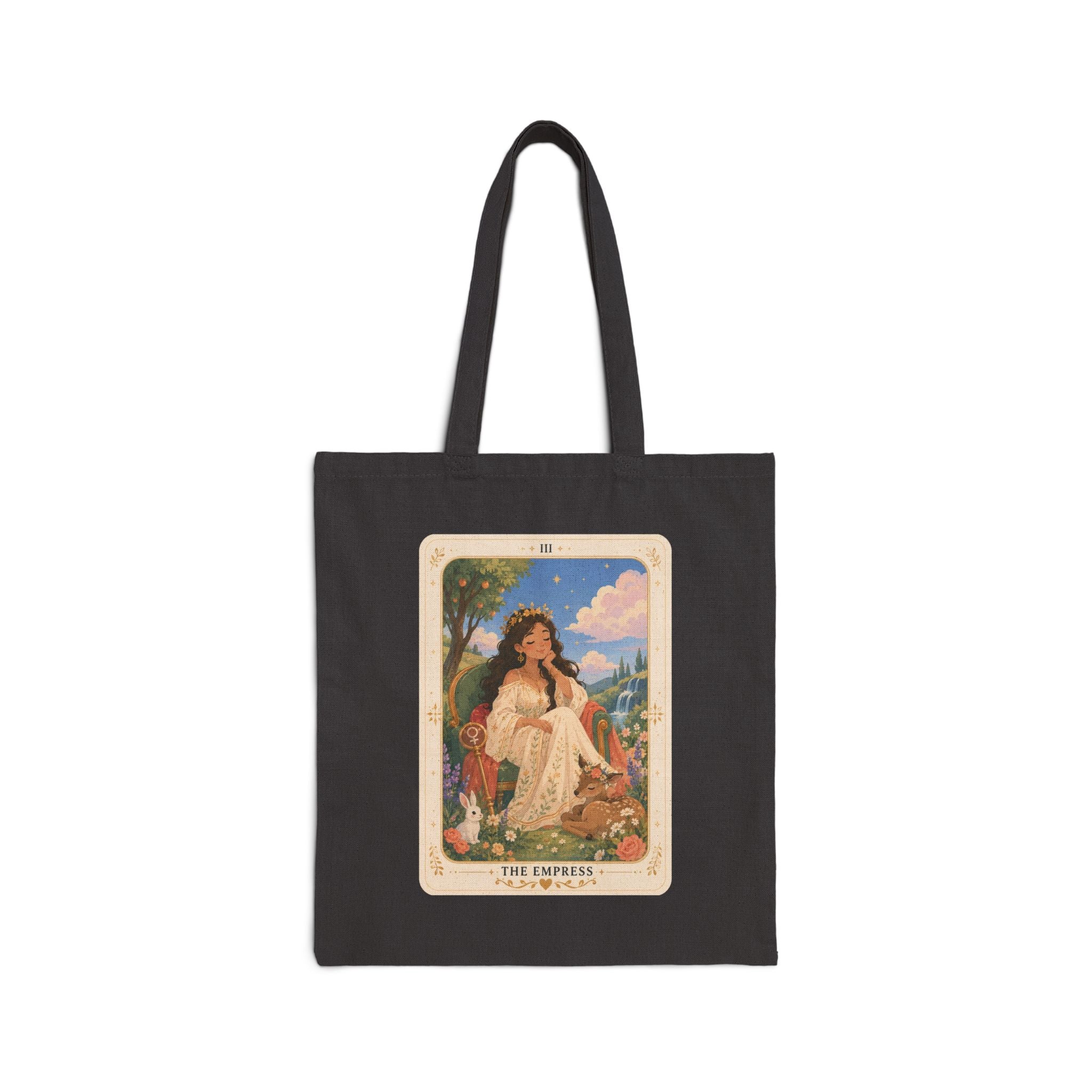 The Empress Tarot Canvas Tote Bag — Vintage Floral Witchy Market Tote