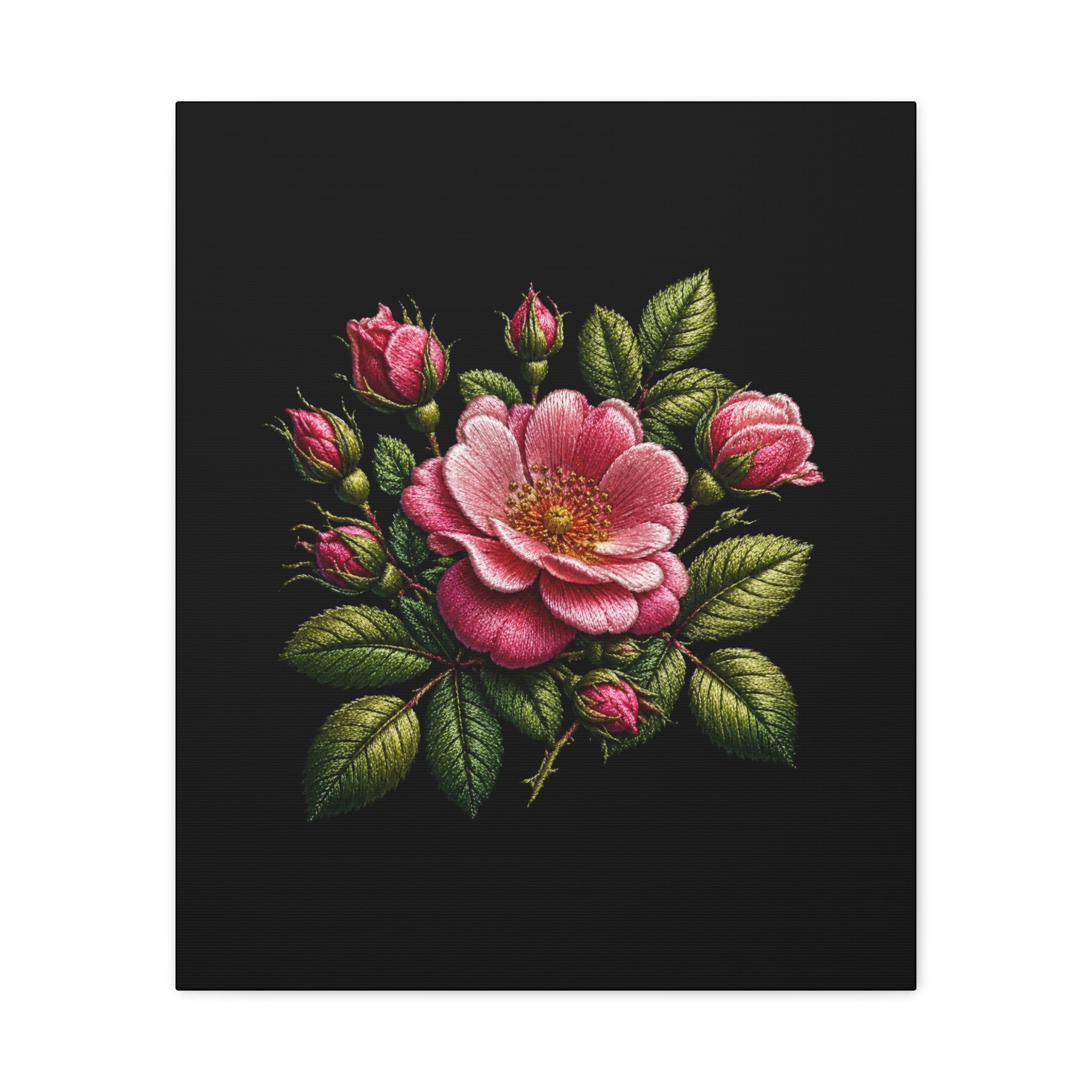 Pink Rose Bouquet Canvas Wall Art – Vintage Floral Matte Stretched Print