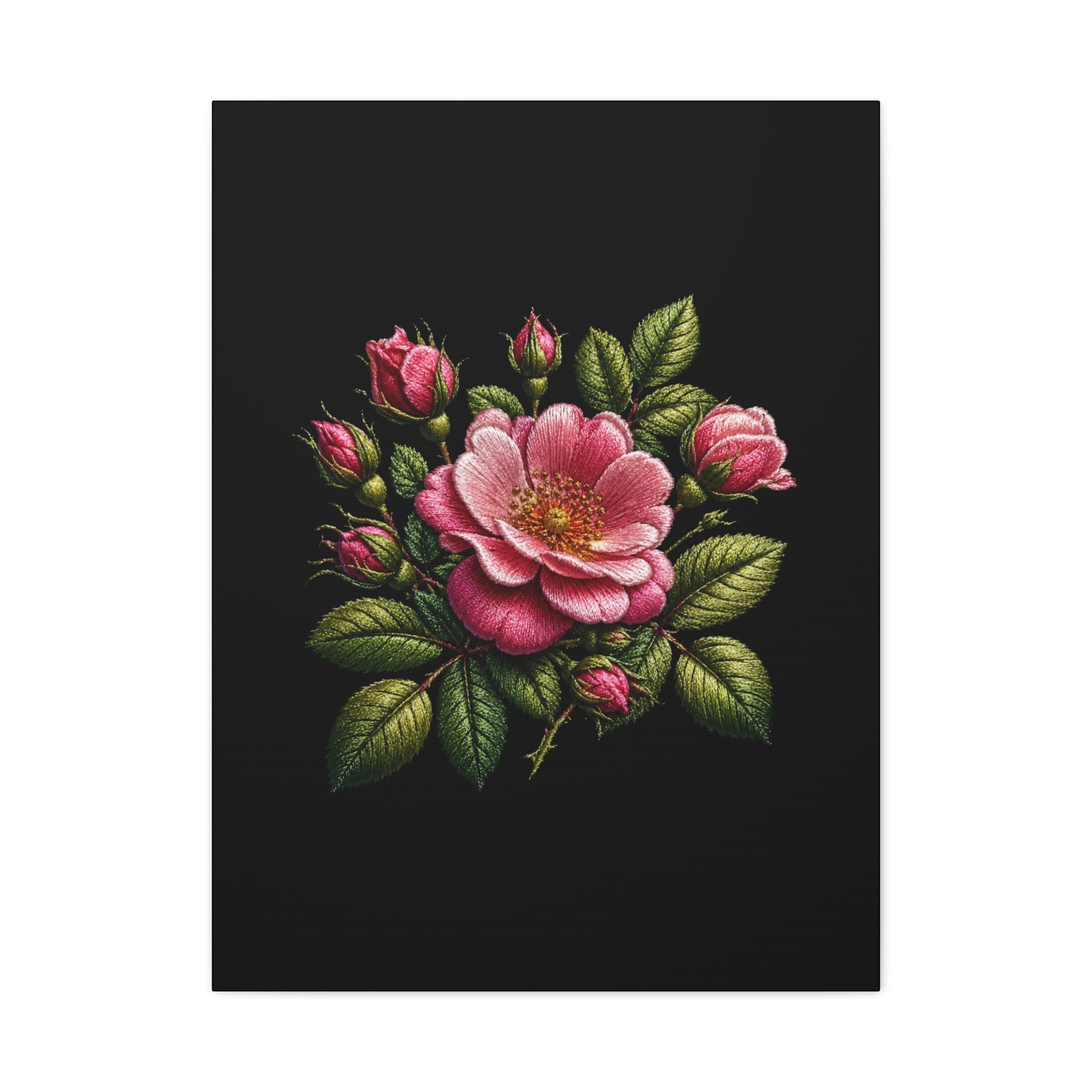 Pink Rose Bouquet Canvas Wall Art – Vintage Floral Matte Stretched Print