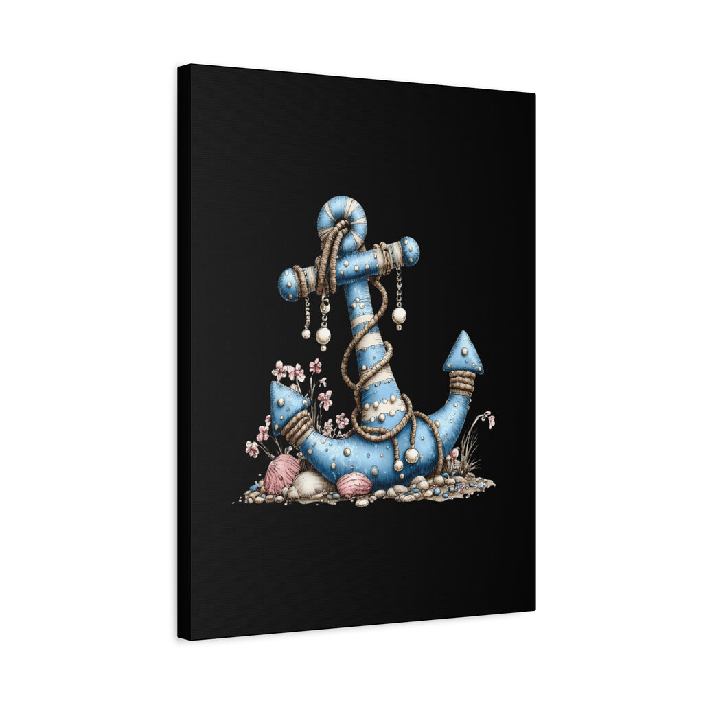 Nautical Blue Anchor Canvas Art — Coastal Wall Decor