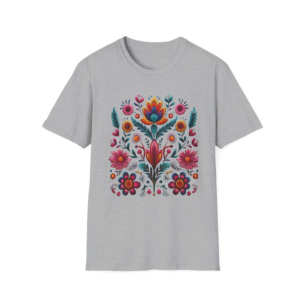 Floral Folk Art T-Shirt — Colorful Scandinavian Flower Print