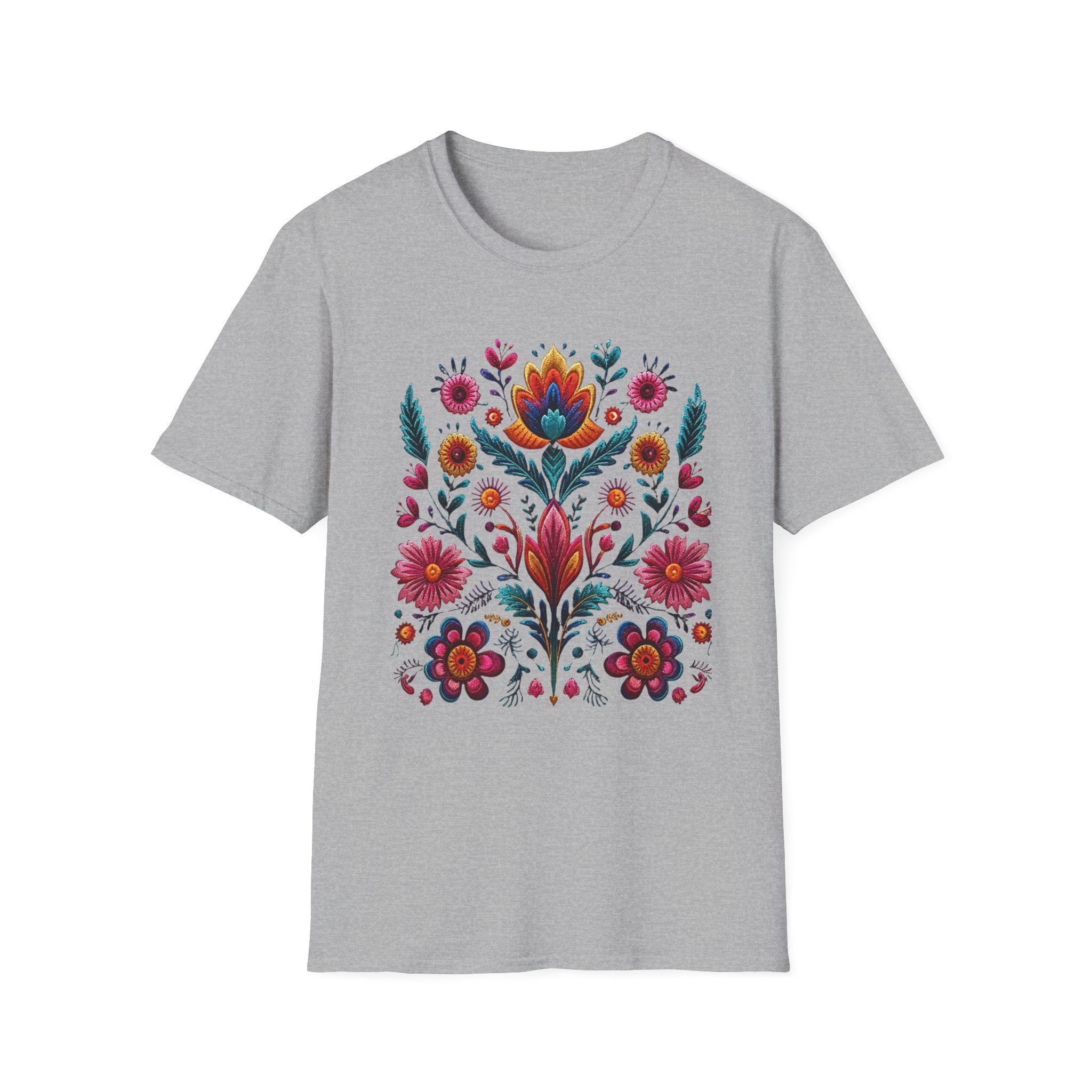 Floral Folk Art T-Shirt — Colorful Scandinavian Flower Print