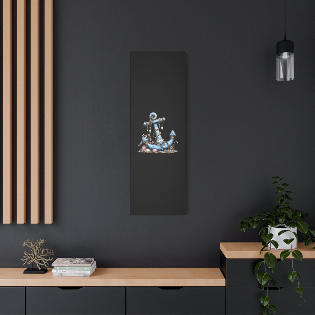 Nautical Blue Anchor Canvas Art — Coastal Wall Decor