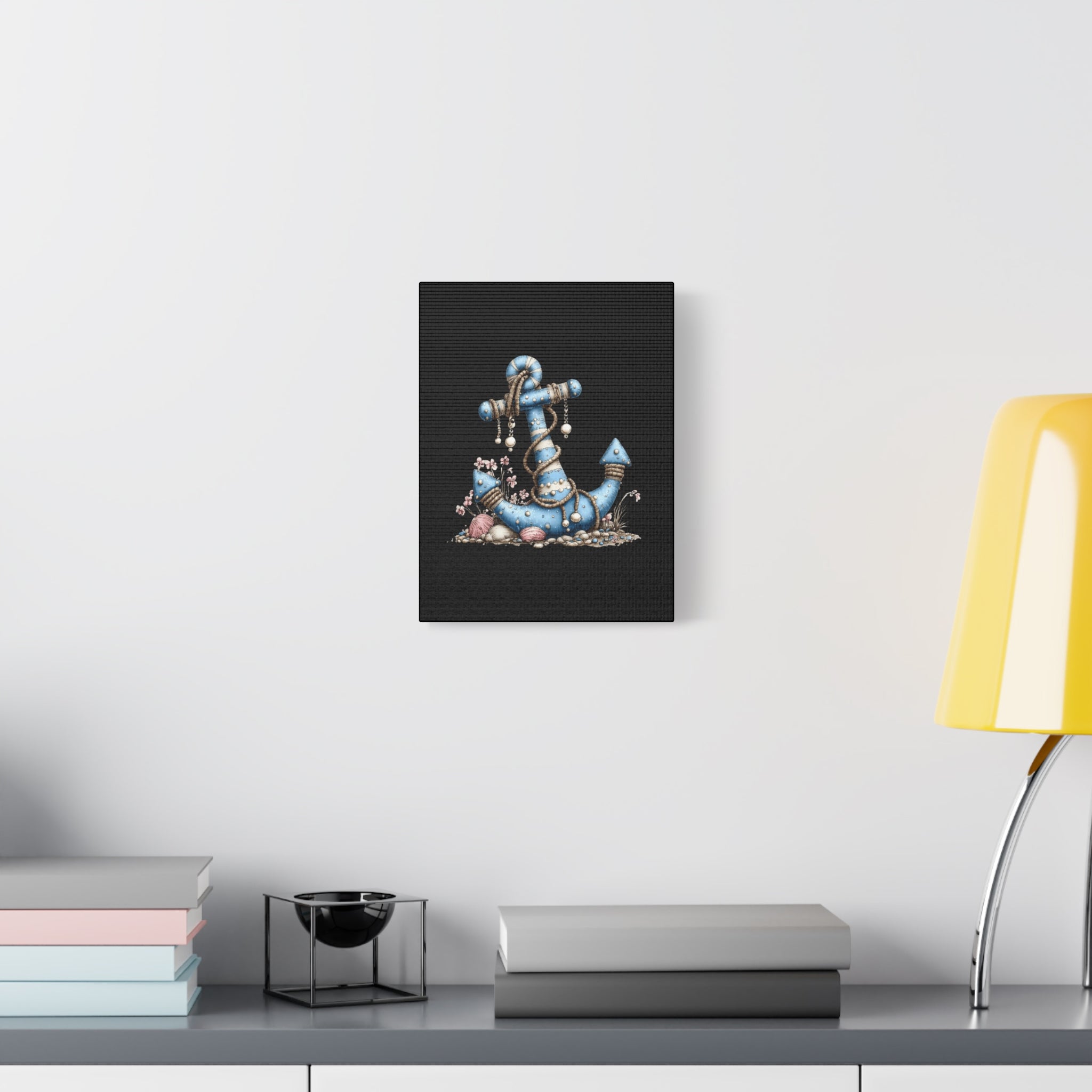 Nautical Blue Anchor Canvas Art — Coastal Wall Decor