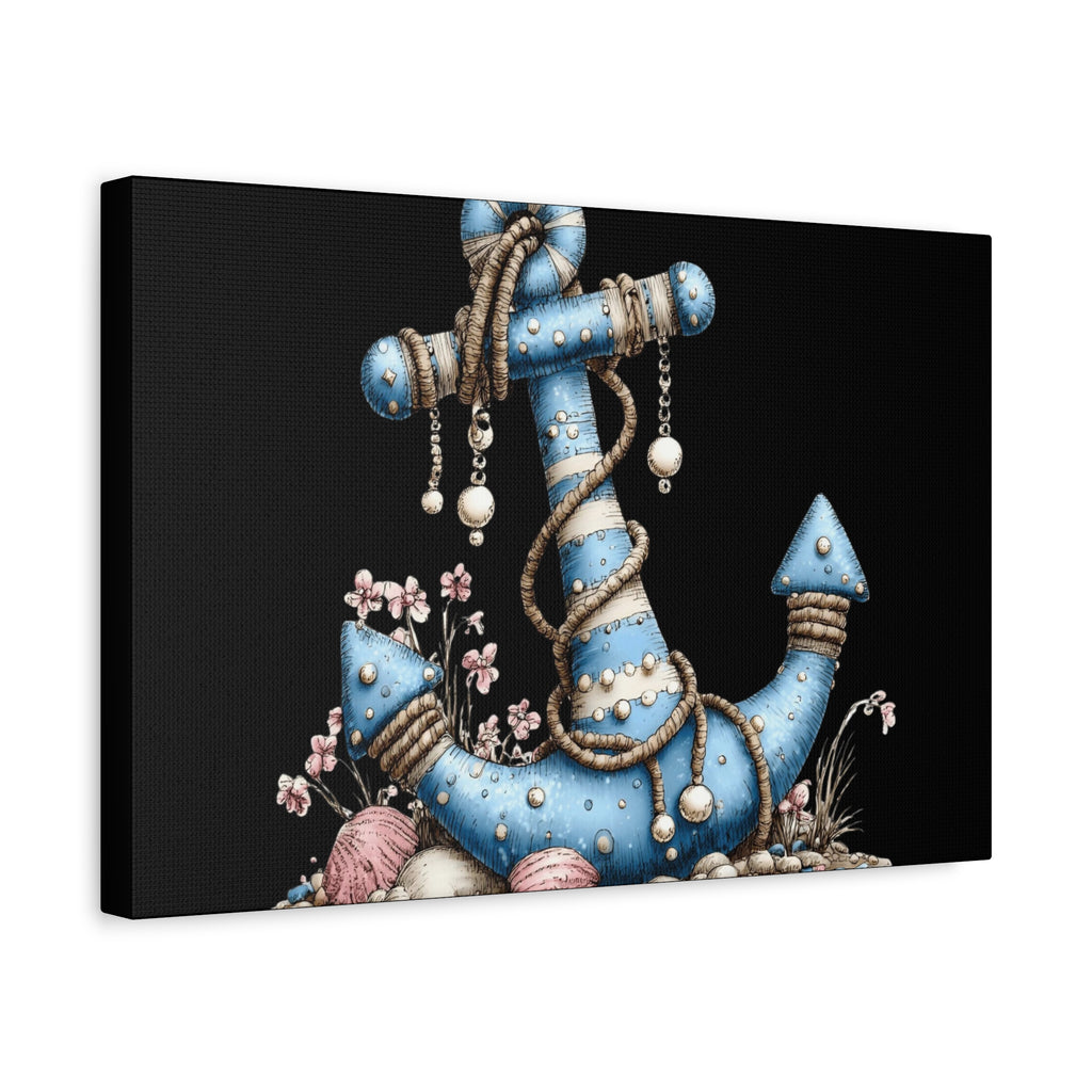 Nautical Blue Anchor Canvas Art — Coastal Wall Decor