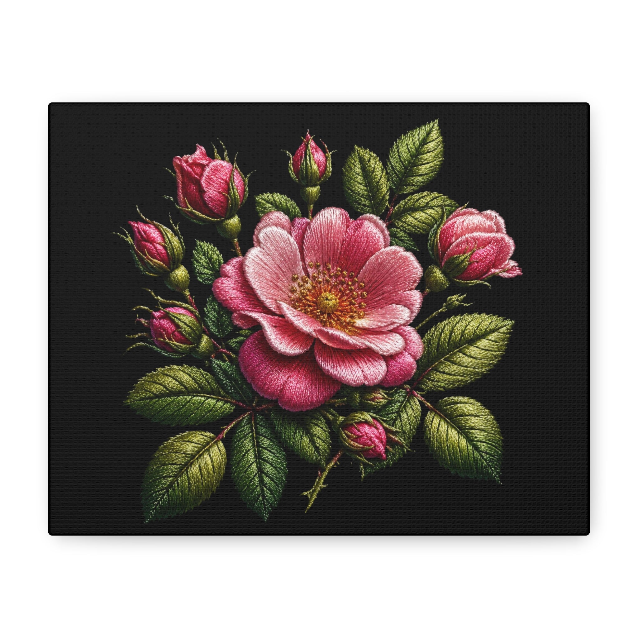 Pink Rose Bouquet Canvas Wall Art – Vintage Floral Matte Stretched Print