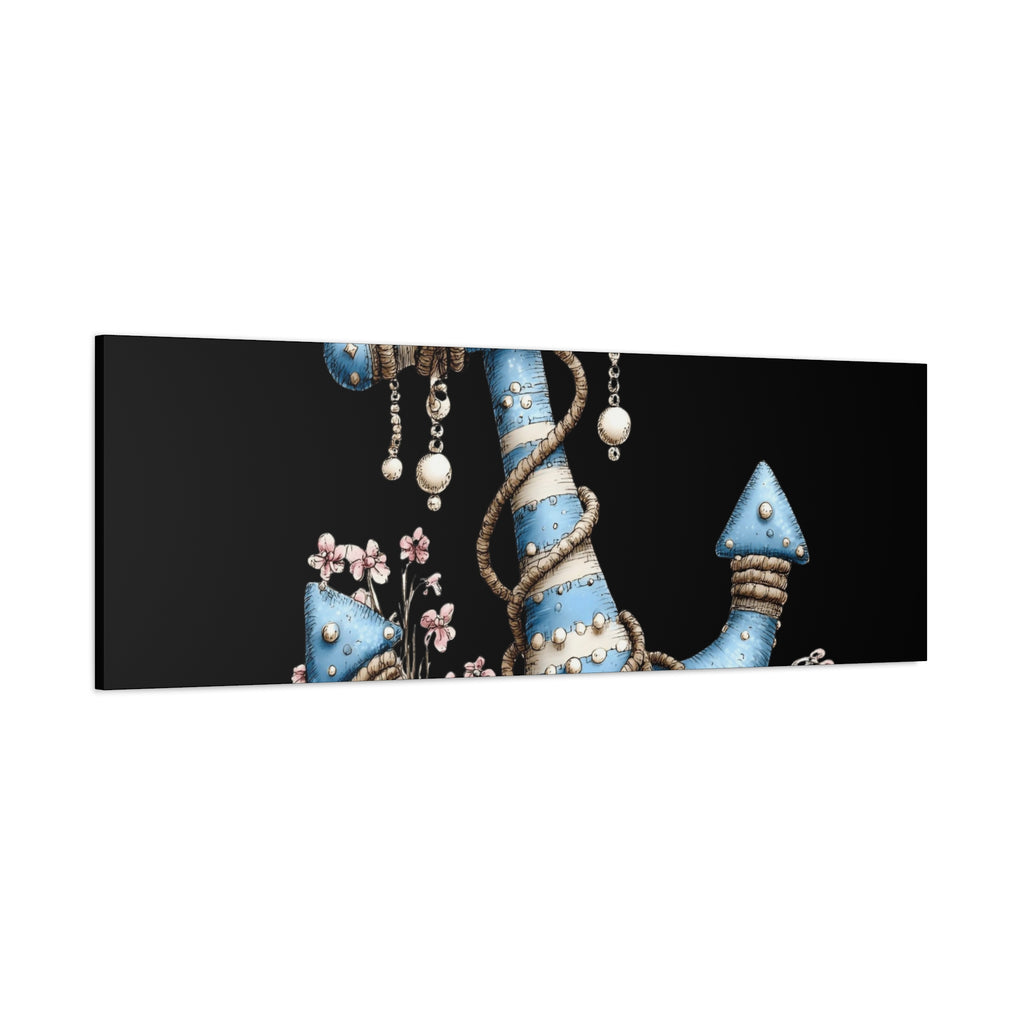 Nautical Blue Anchor Canvas Art — Coastal Wall Decor