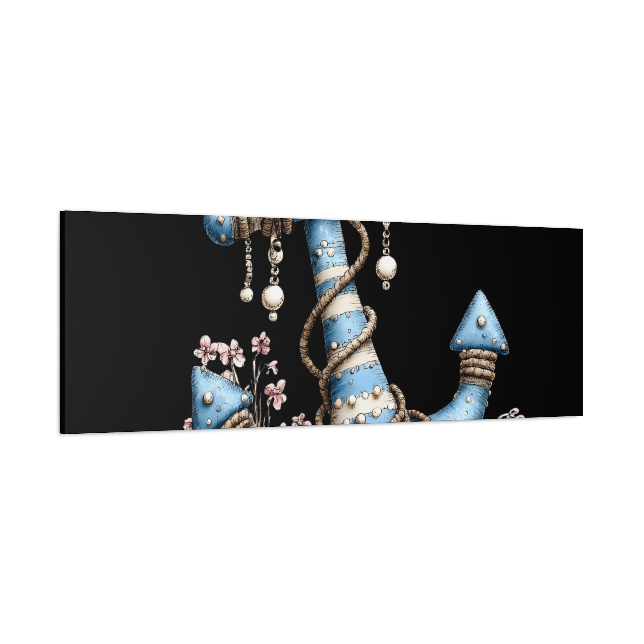 Nautical Blue Anchor Canvas Art — Coastal Wall Decor