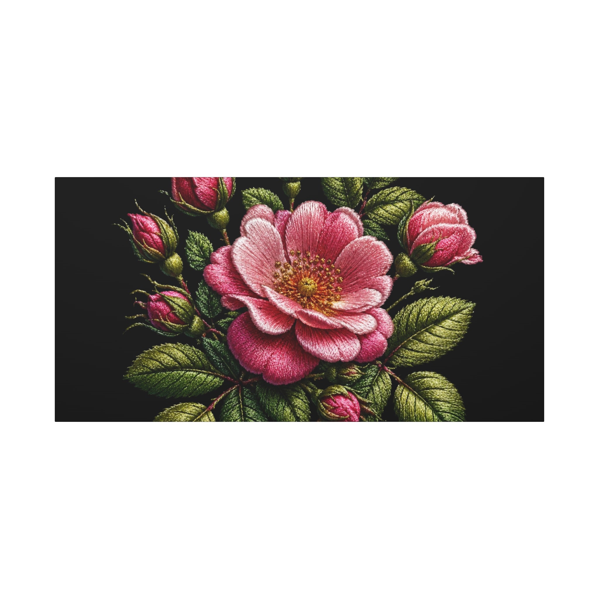 Pink Rose Bouquet Canvas Wall Art – Vintage Floral Matte Stretched Print