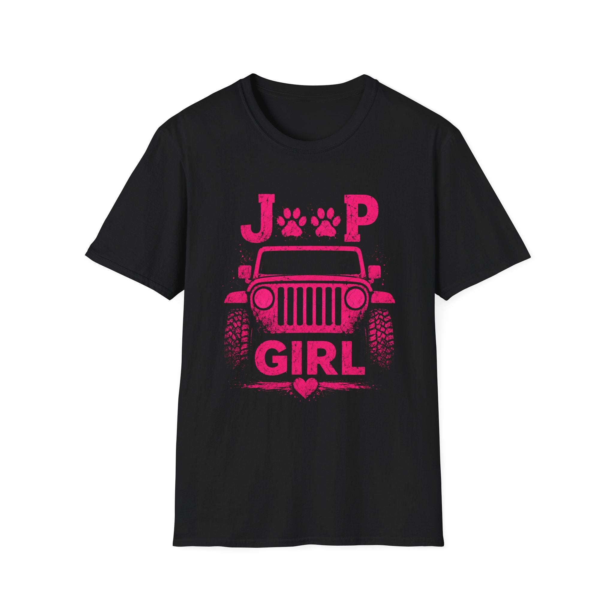 Jeep Girl Paw Print T-Shirt — Pink Jeep Graphic Tee for Women