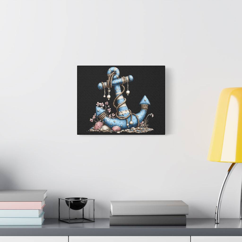 Nautical Blue Anchor Canvas Art — Coastal Wall Decor